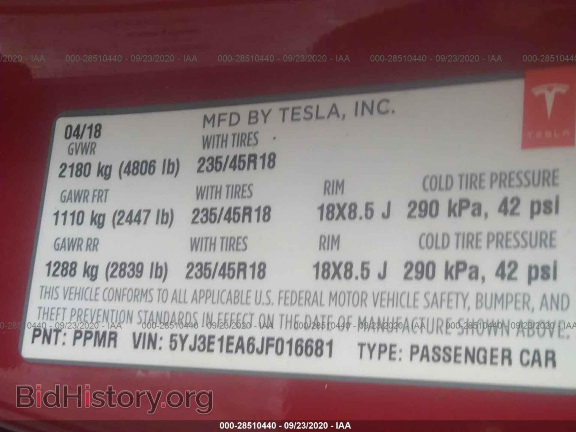 2018 TESLA MODEL 3 - VIN: 5YJ3E1EA6JF016681 - Photo 9