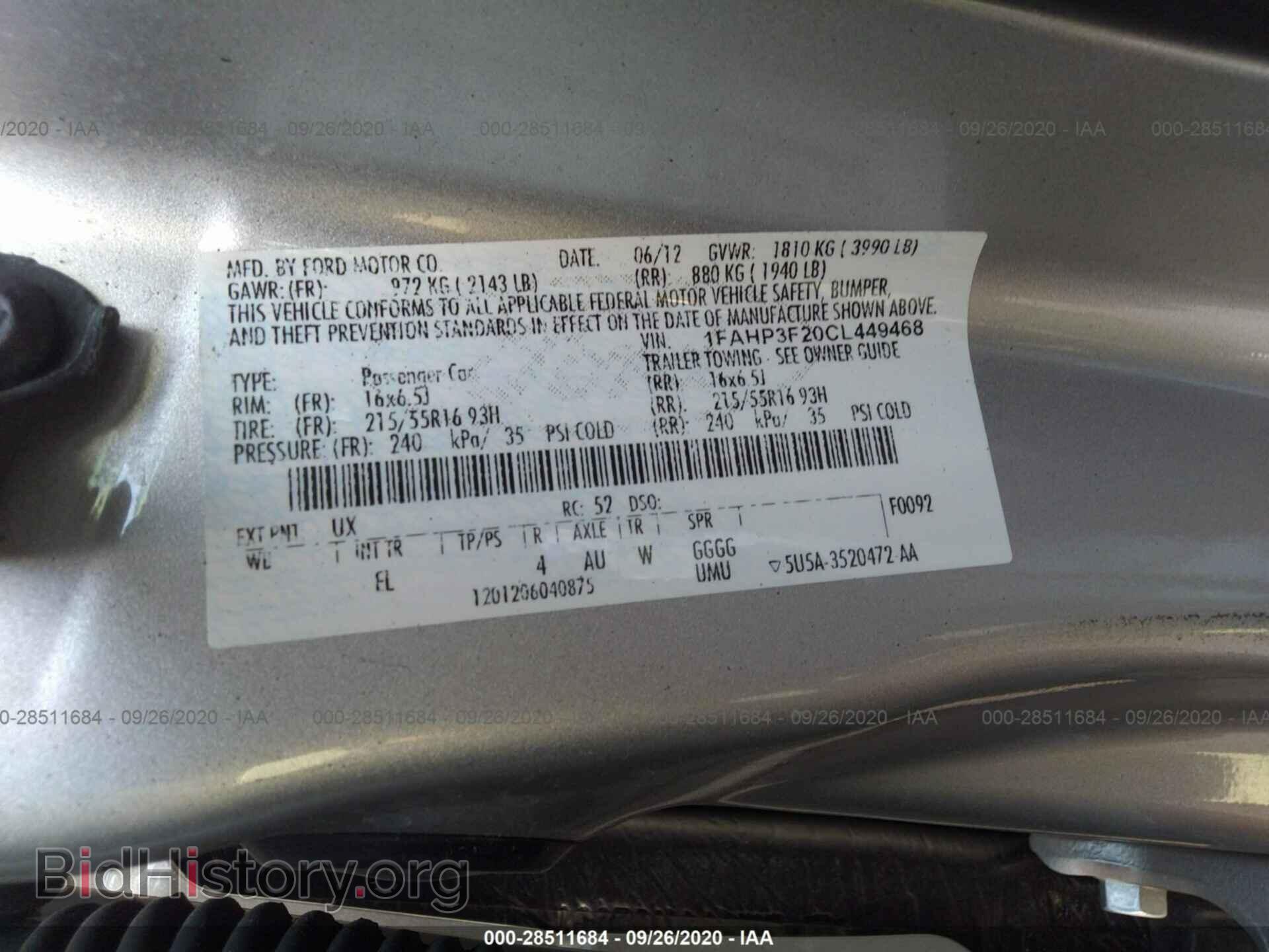 2012 FORD FOCUS - VIN: 1FAHP3F20CL449468 - Фото 9