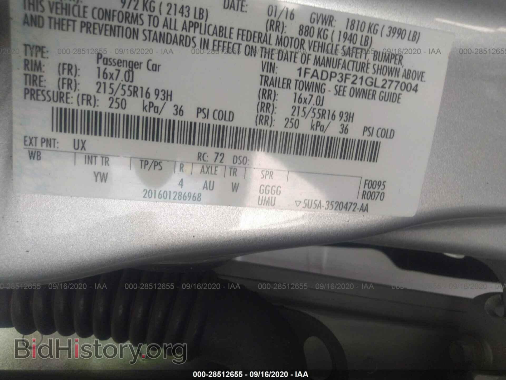 2016 FORD FOCUS - VIN: 1FADP3F21GL277004 - Фото 9