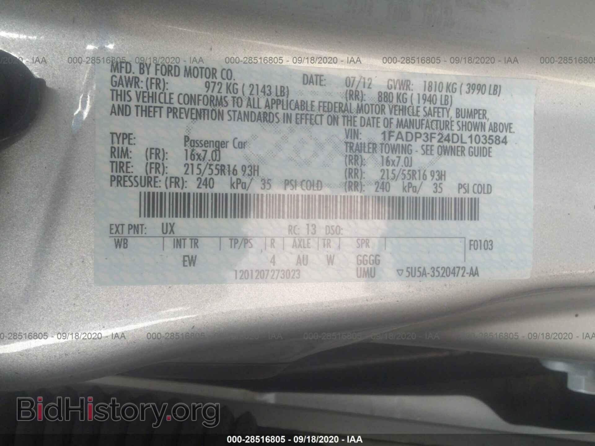 2013 FORD FOCUS - VIN: 1FADP3F24DL103584 - Photo 9