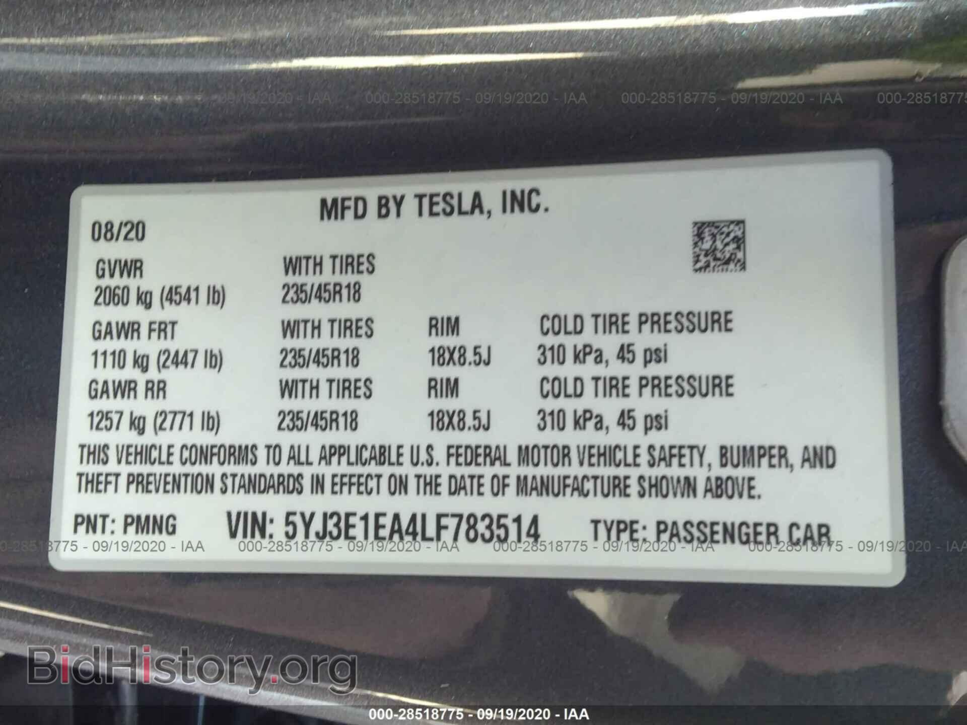 2020 TESLA MODEL 3 - VIN: 5YJ3E1EA4LF783514 - Photo 9