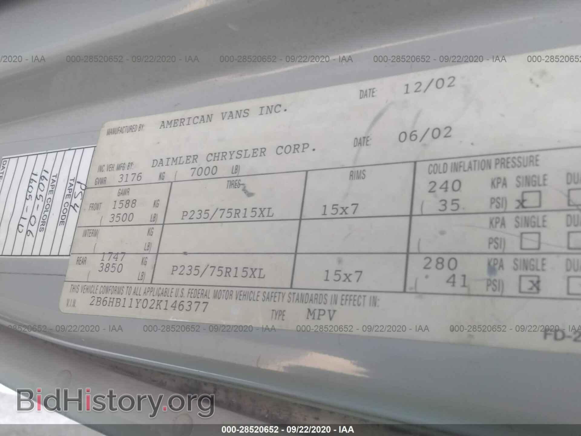 2002 DODGE RAM VAN - VIN: 2B6HB11Y02K146377 - Photo 9