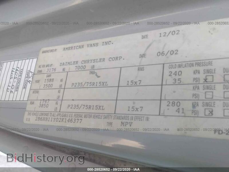 2002 Dodge RAM VAN (VIN 2B6HB11Y02K146377) — photo 9 of 12