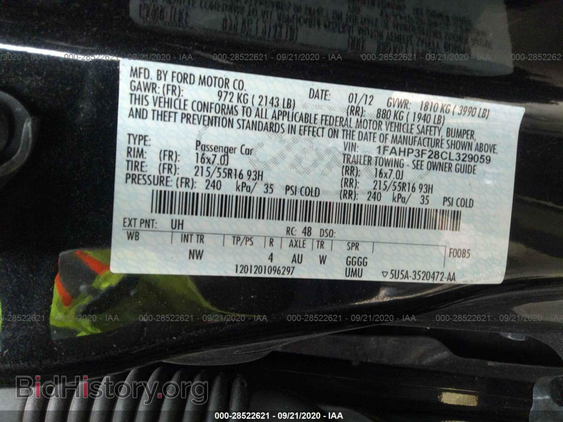 2012 FORD FOCUS - VIN: 1FAHP3F28CL329059 - Фото 9