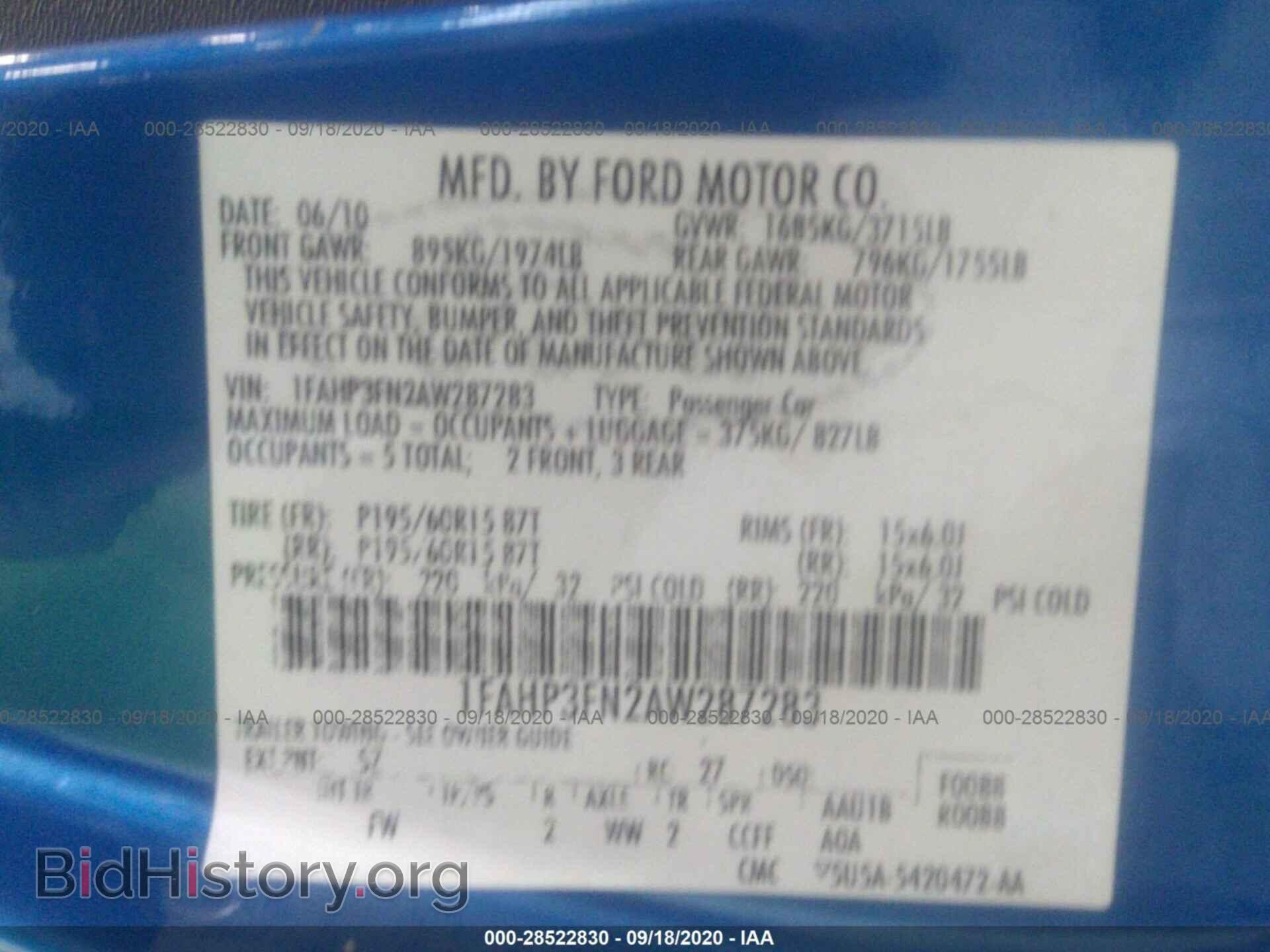 2010 FORD FOCUS - VIN: 1FAHP3FN2AW287283 - Фото 9