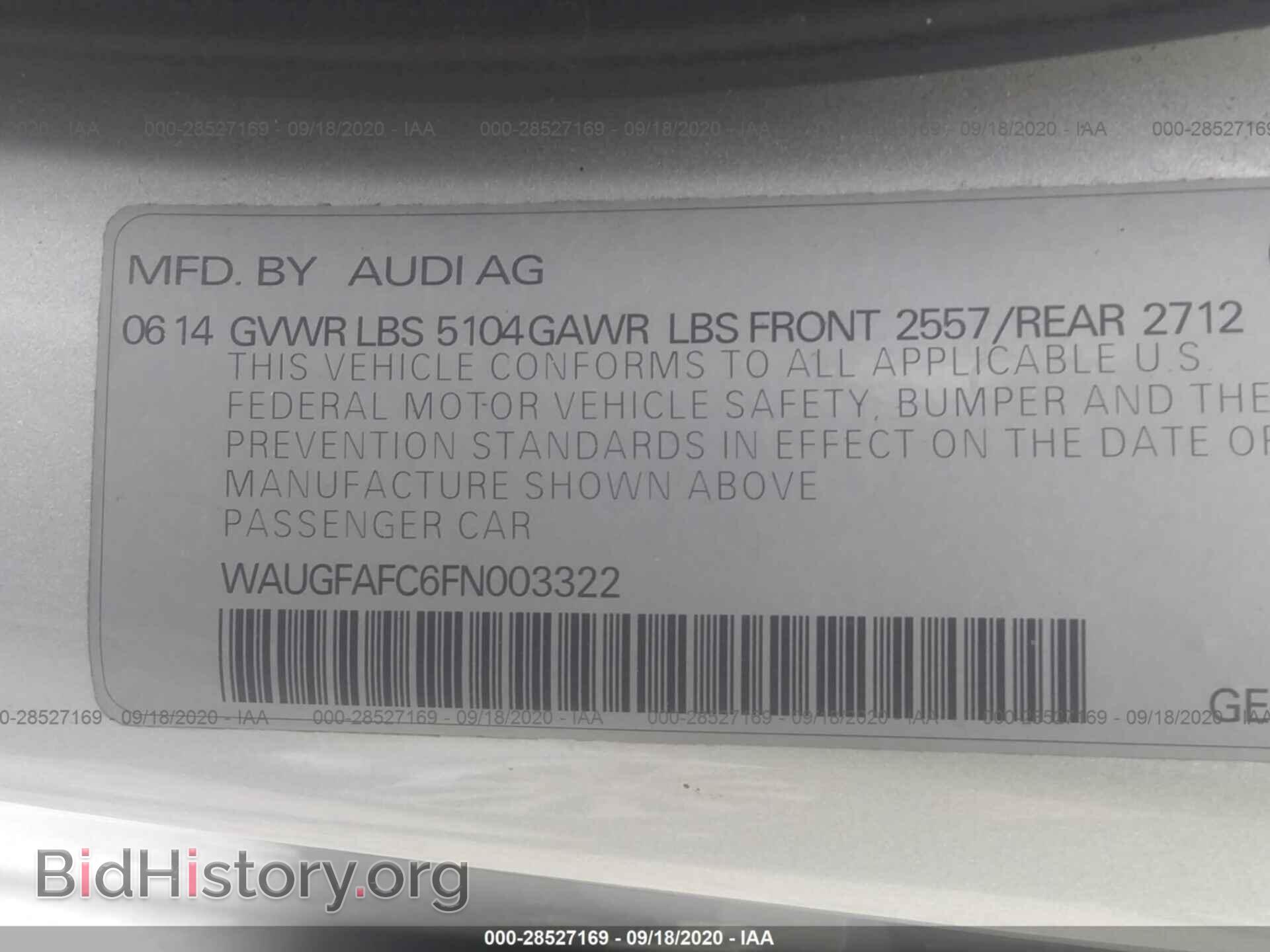 2015 AUDI A6 - VIN: WAUGFAFC6FN003322 - Фото 9