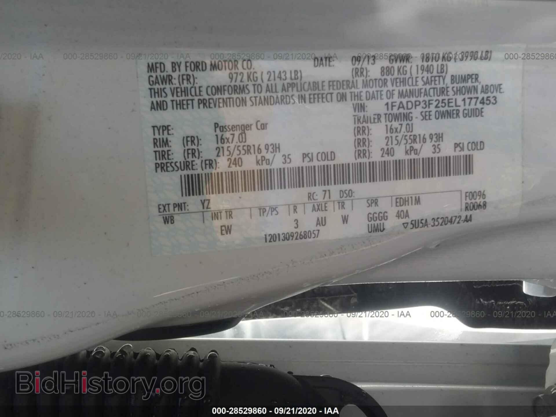 2014 FORD FOCUS - VIN: 1FADP3F25EL177453 - Фото 9