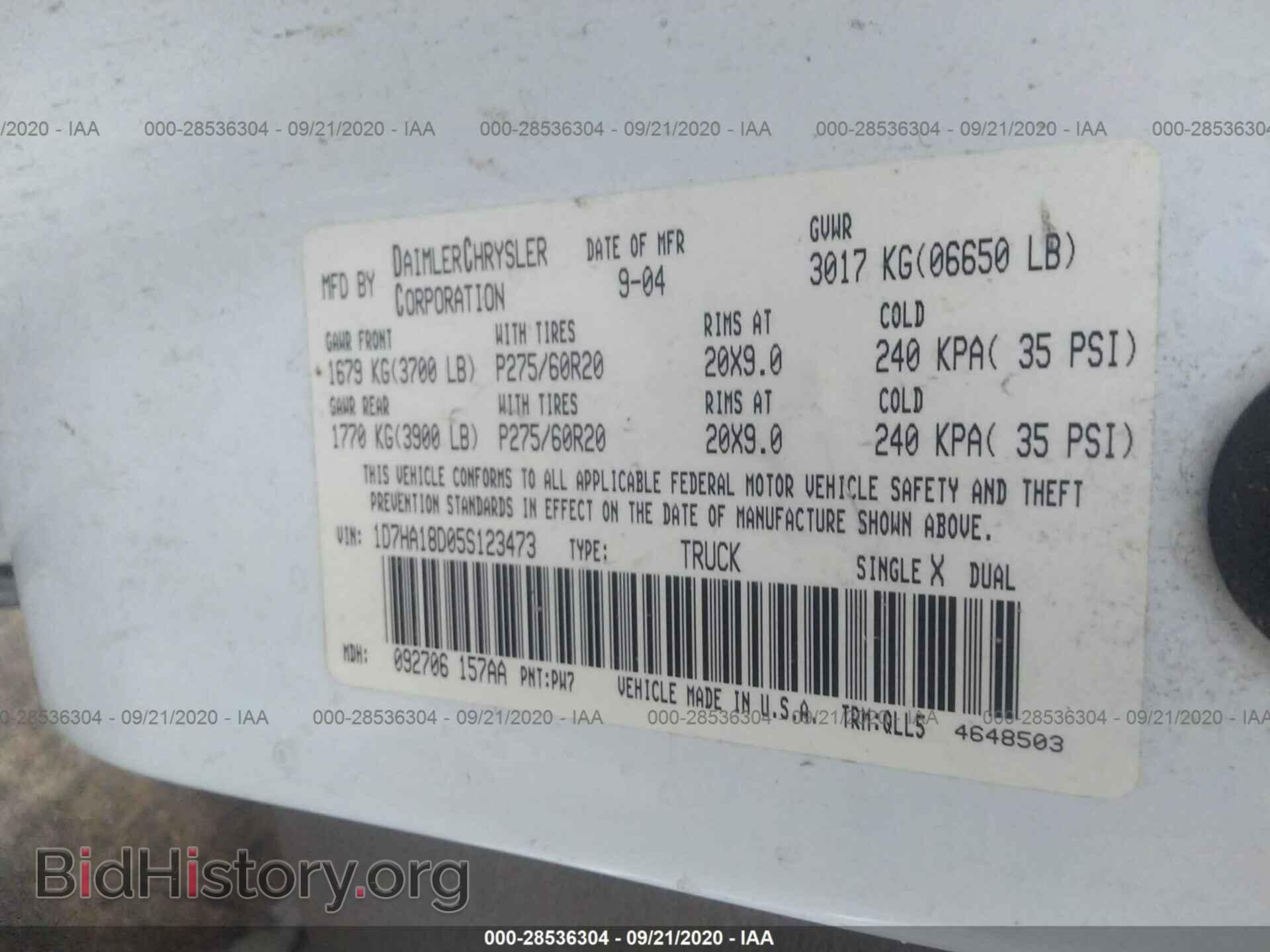 2005 DODGE RAM 1500 - VIN: 1D7HA18D05S123473 - Photo 9