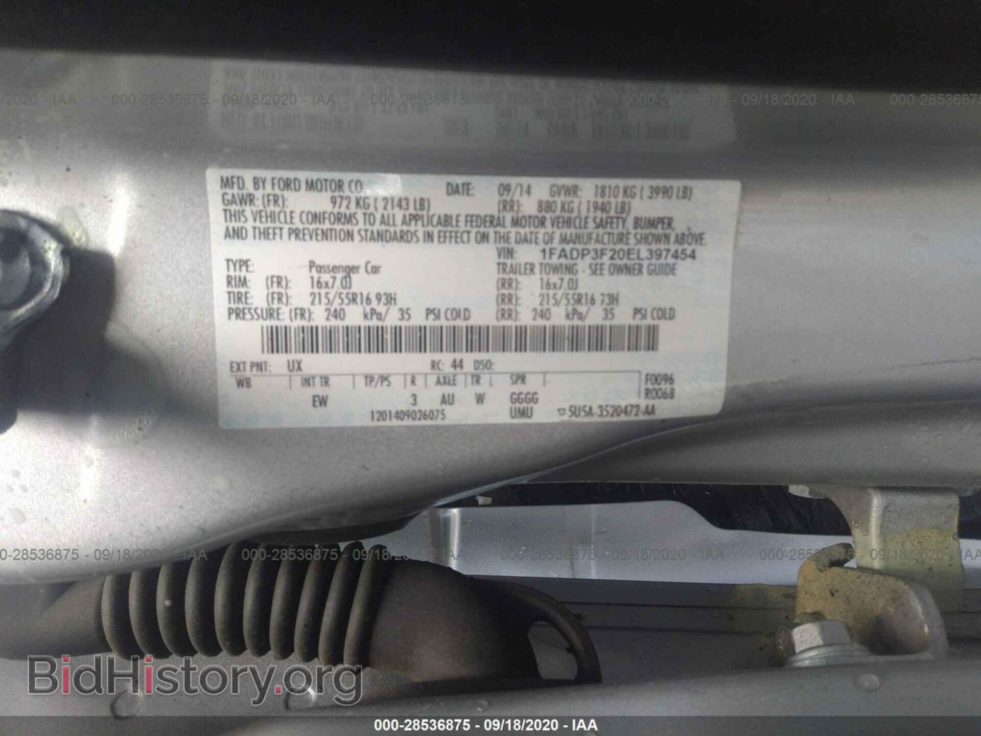 2014 FORD FOCUS - VIN: 1FADP3F20EL397454 - Фото 9