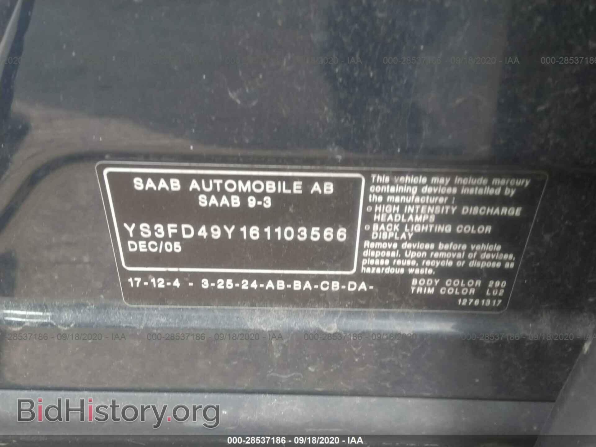 2006 SAAB 9-3 - VIN: YS3FD49Y161103566 - Фото 9