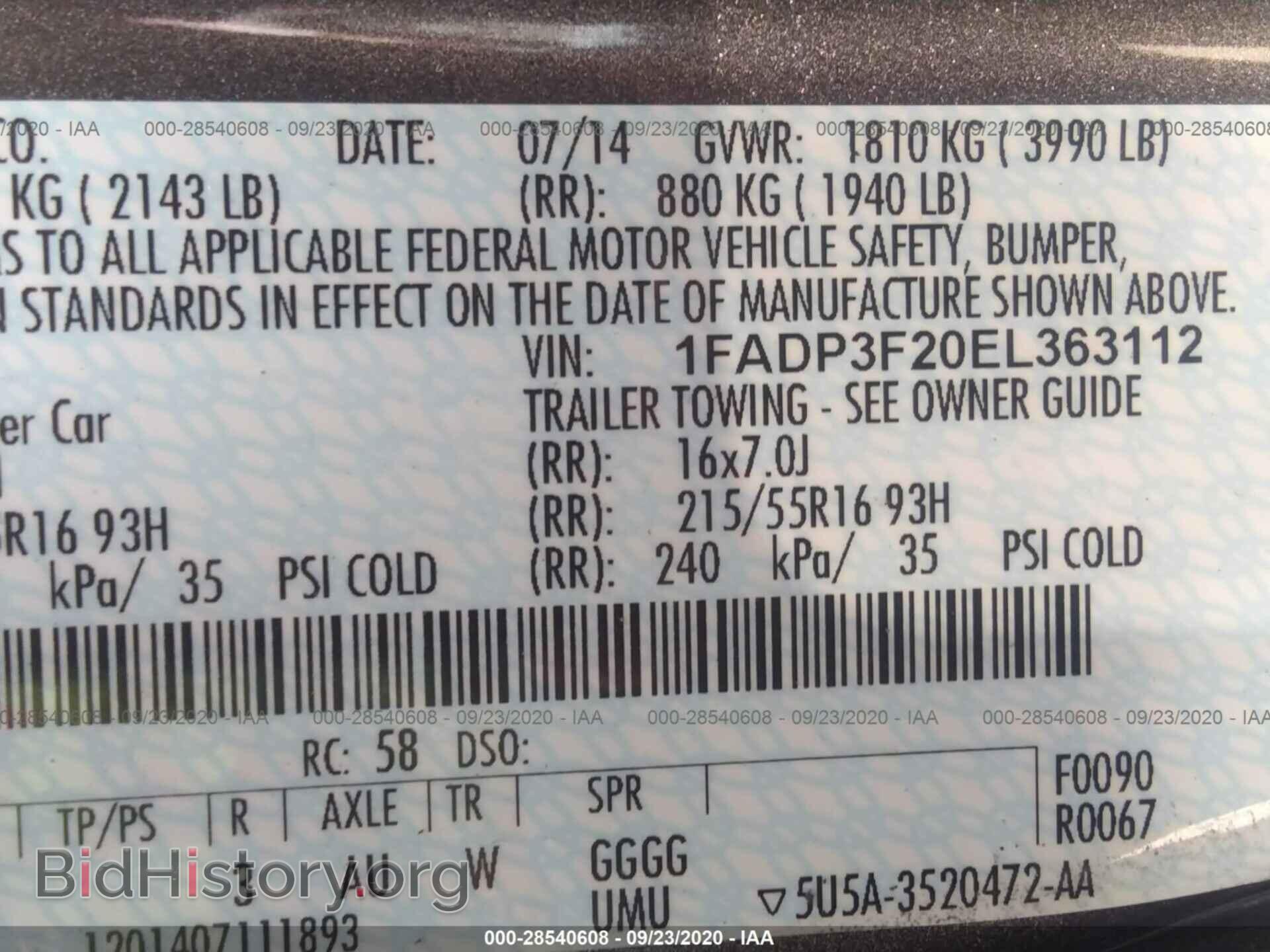 2014 FORD FOCUS - VIN: 1FADP3F20EL363112 - Photo 9