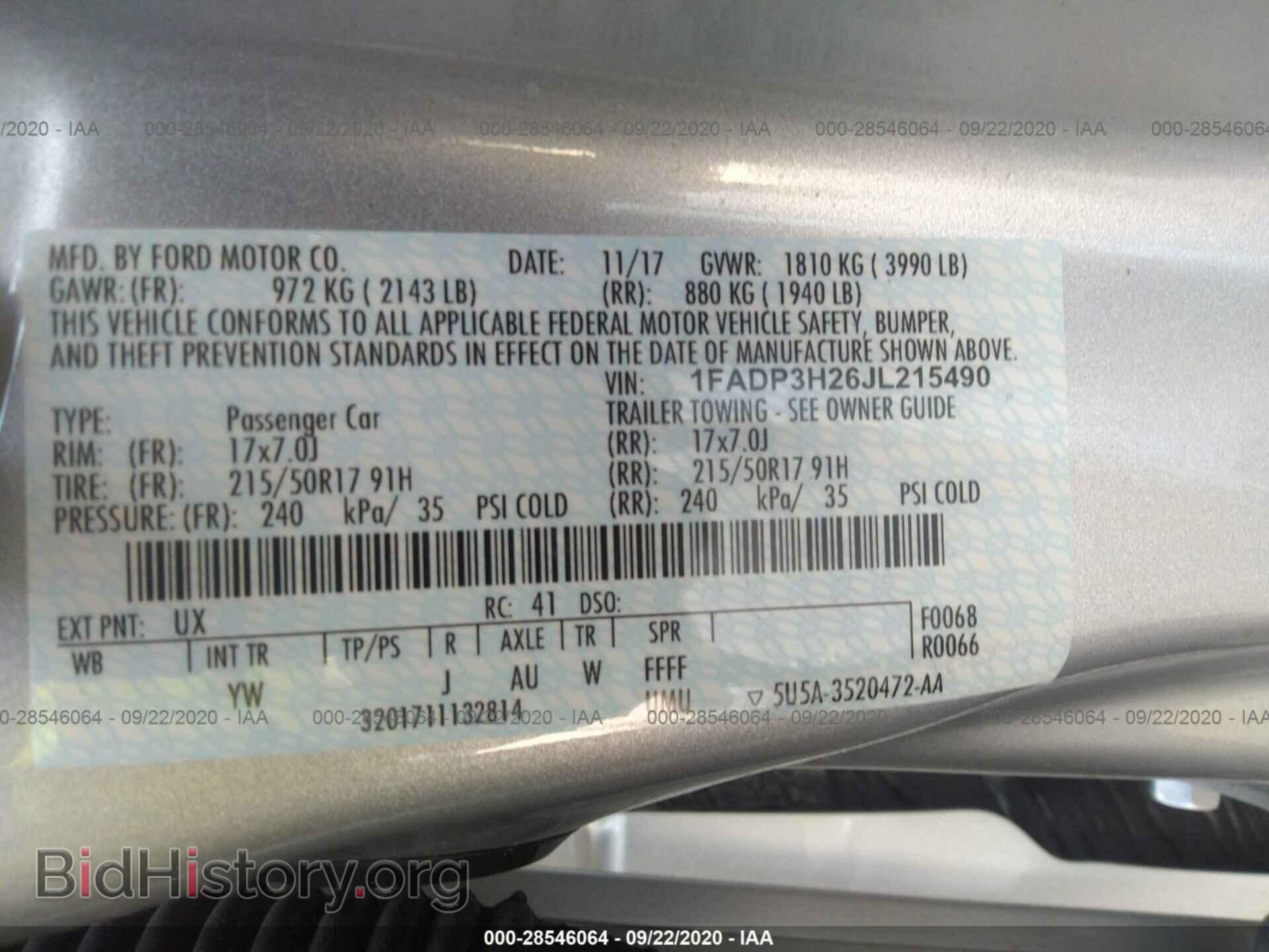 2018 FORD FOCUS - VIN: 1FADP3H26JL215490 - Фото 9