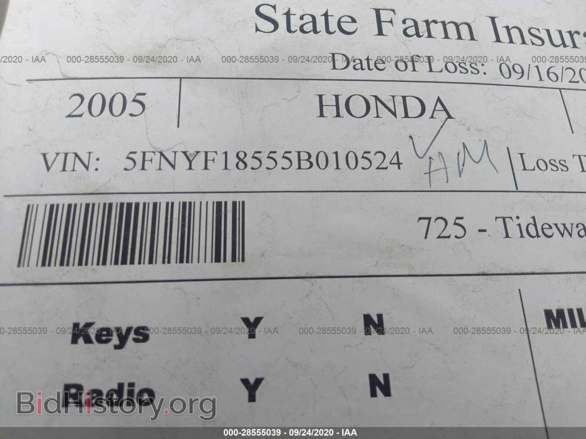 2005 HONDA PILOT - VIN: 5FNYF18555B010524 - Фото 9