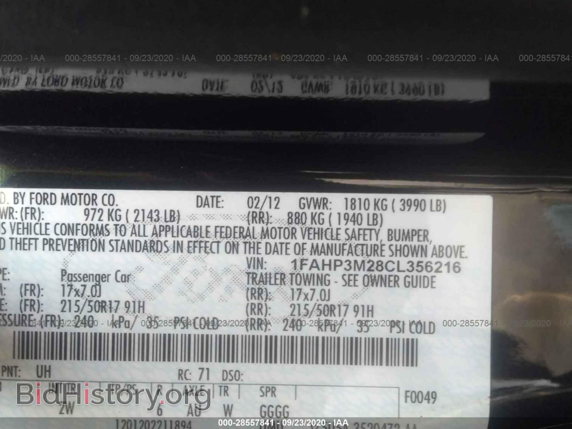 2012 FORD FOCUS - VIN: 1FAHP3M28CL356216 - Фото 9