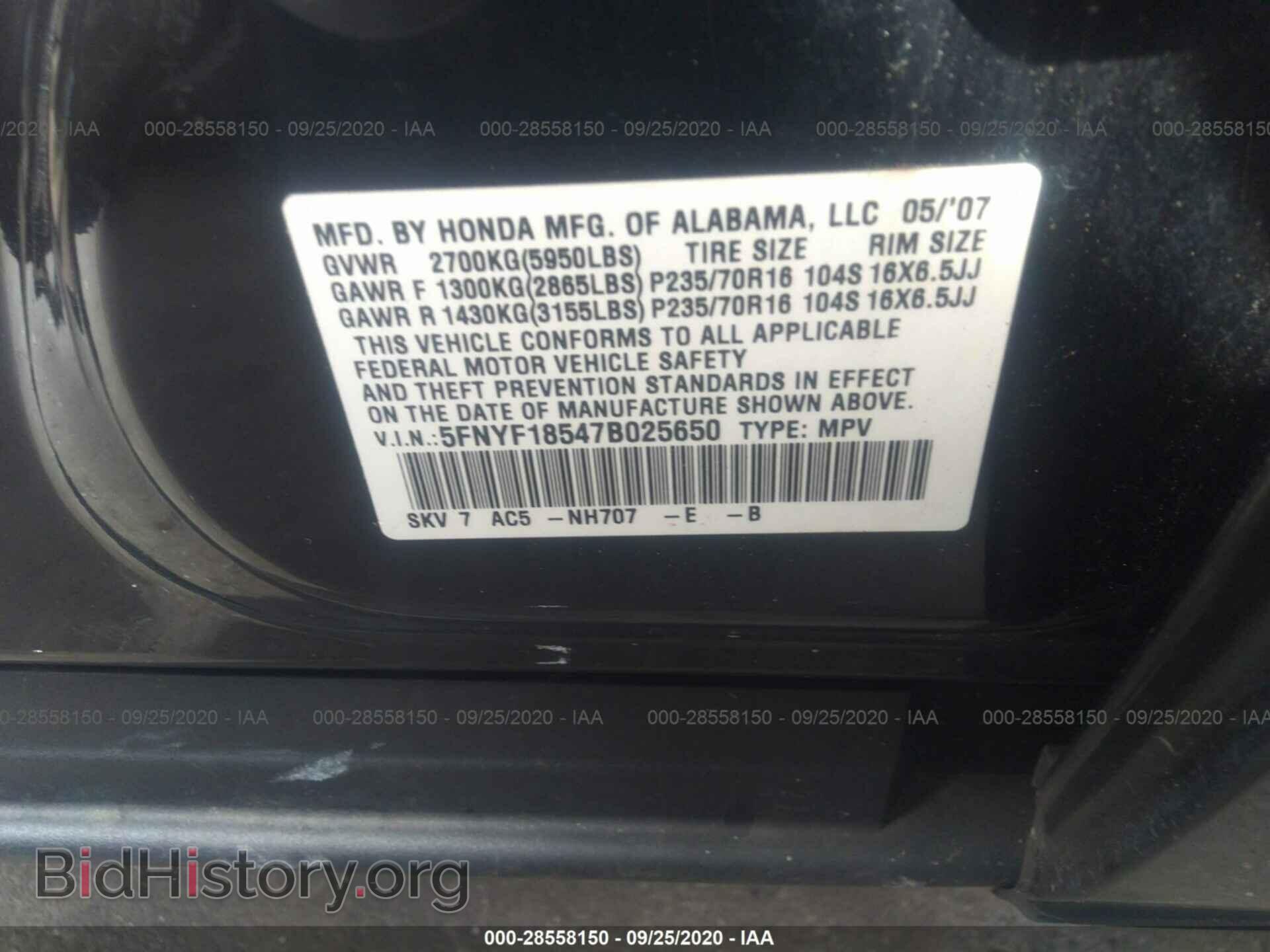 2007 HONDA PILOT - VIN: 5FNYF18547B025650 - Фото 9