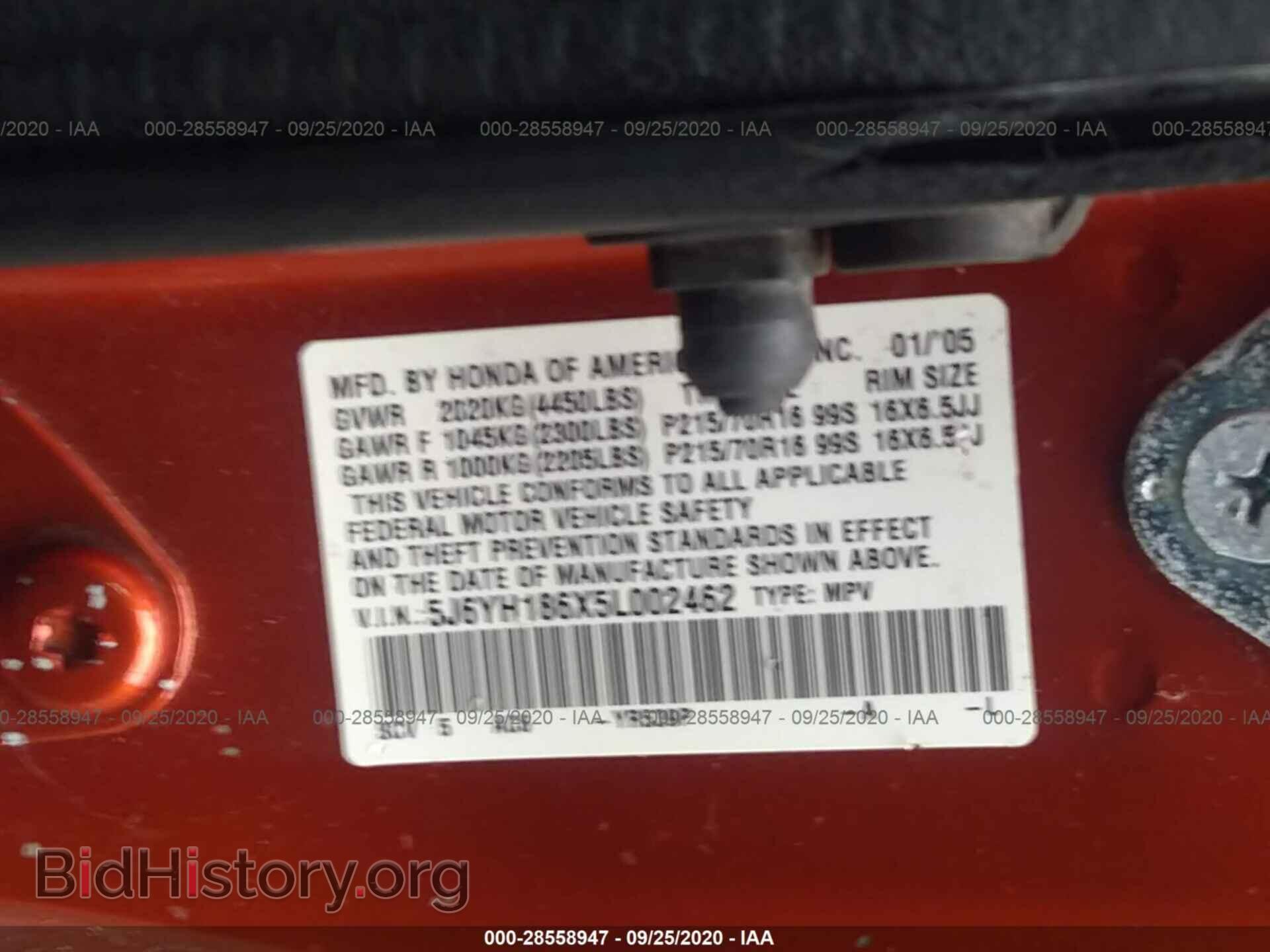 2005 HONDA ELEMENT - VIN: 5J6YH186X5L002462 - Фото 9