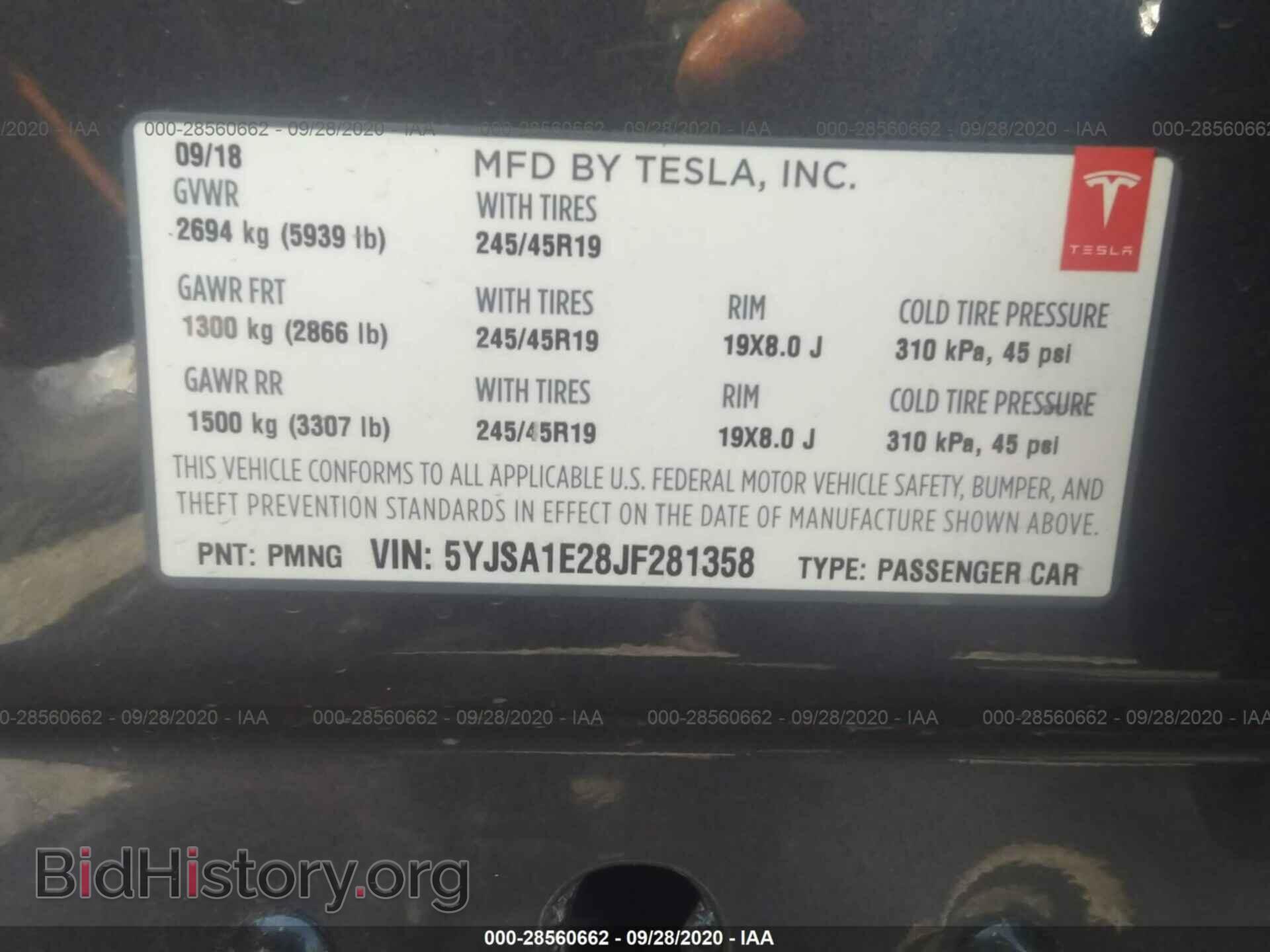 2018 TESLA MODEL S - VIN: 5YJSA1E28JF281358 - Photo 9