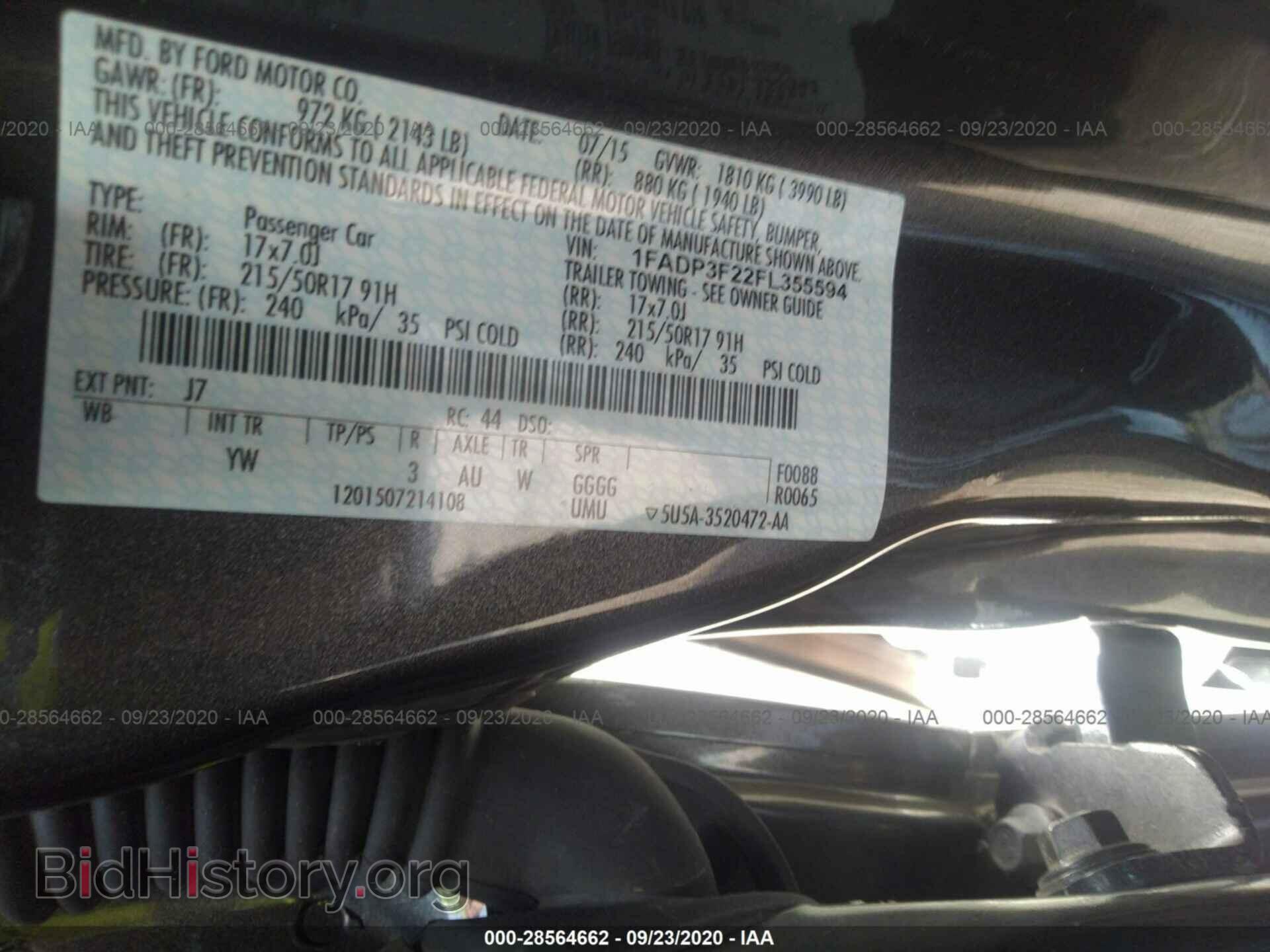 2015 FORD FOCUS - VIN: 1FADP3F22FL355594 - Фото 9