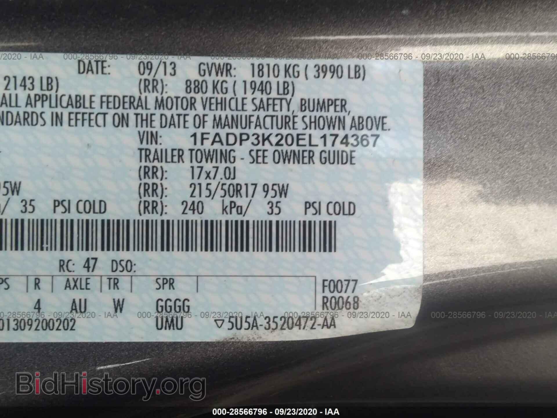 2014 FORD FOCUS - VIN: 1FADP3K20EL174367 - Фото 9