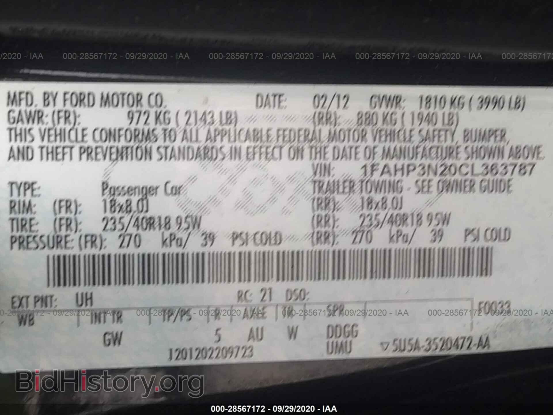 2012 FORD FOCUS - VIN: 1FAHP3N20CL363787 - Фото 9