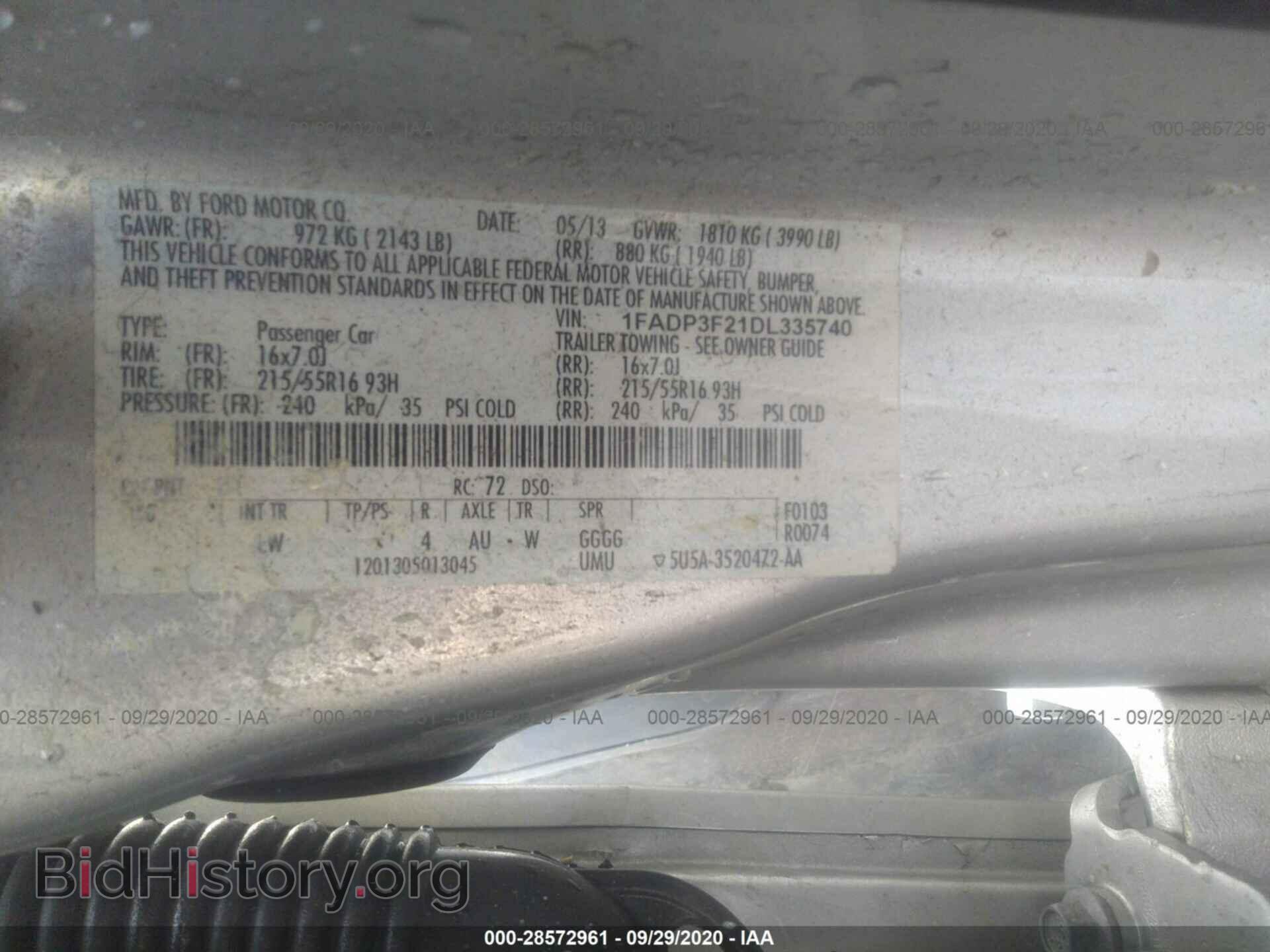 2013 FORD FOCUS - VIN: 1FADP3F21DL335740 - Фото 9