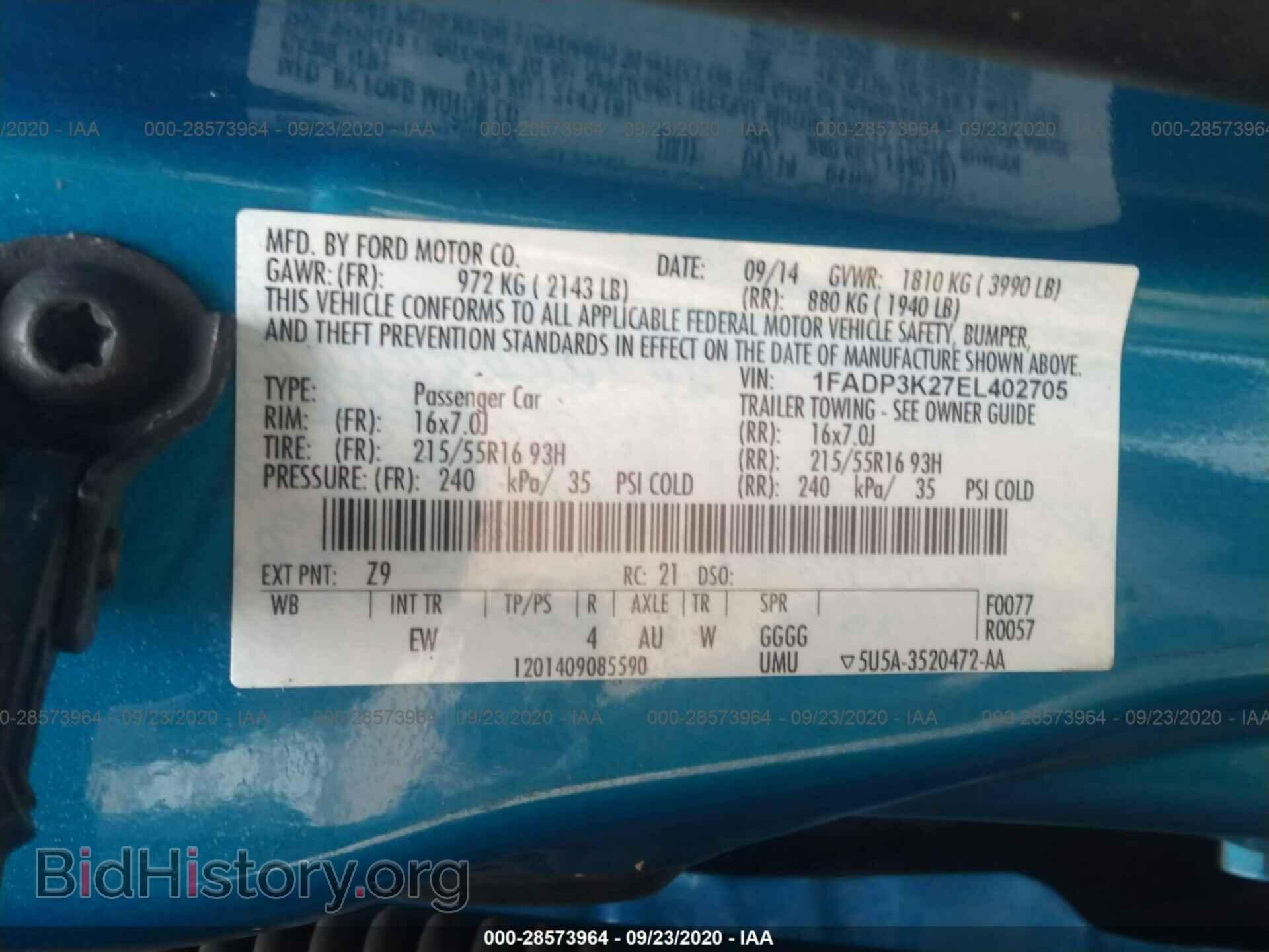 2014 FORD FOCUS - VIN: 1FADP3K27EL402705 - Photo 9