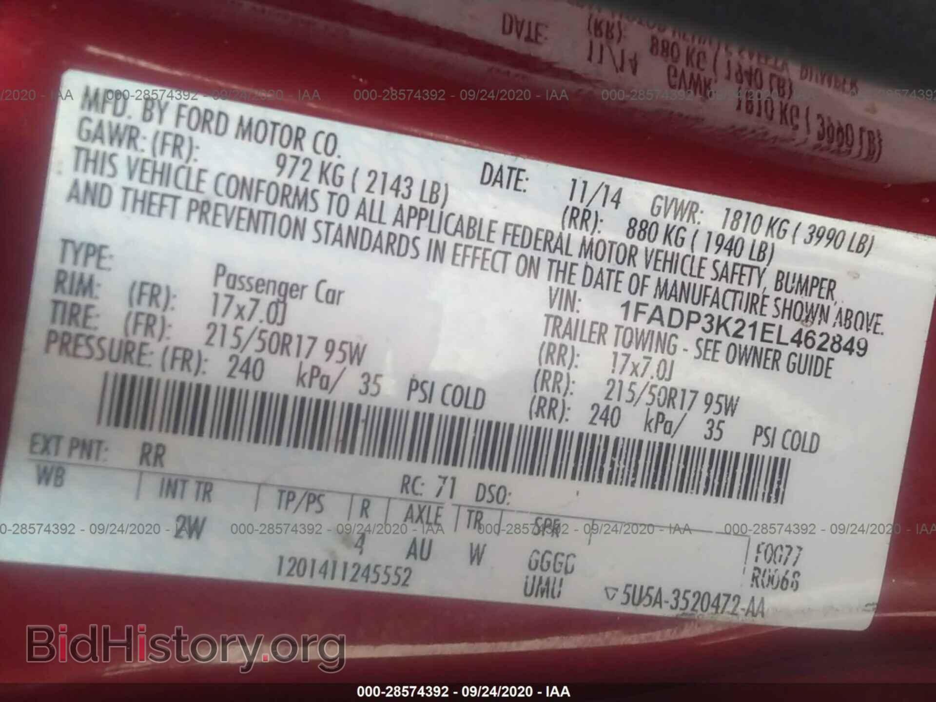 2014 FORD FOCUS - VIN: 1FADP3K21EL462849 - Photo 9