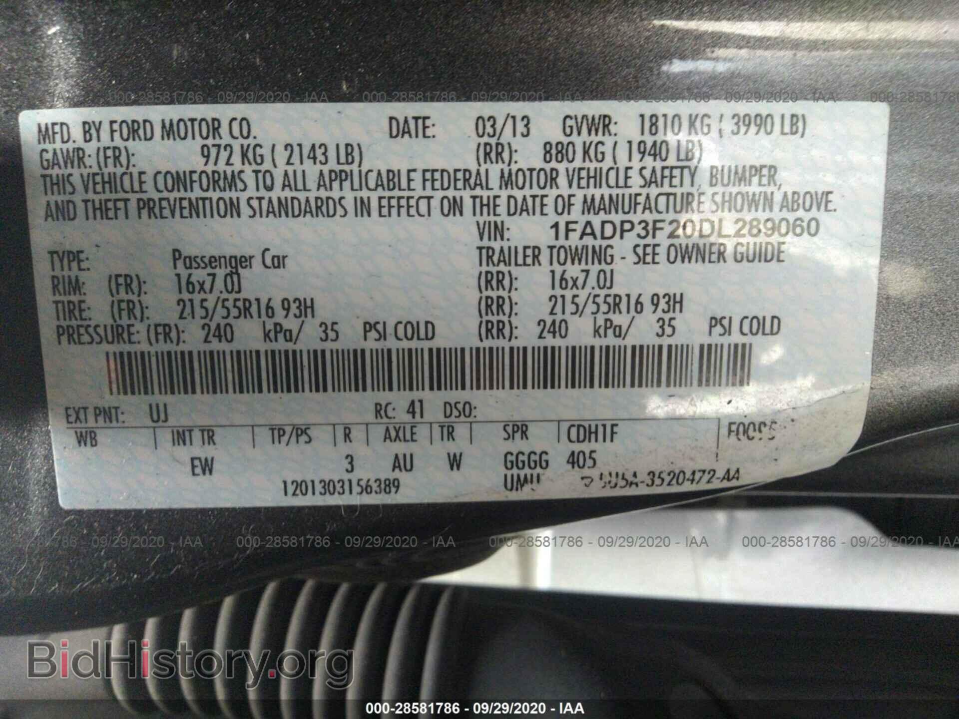 2013 FORD FOCUS - VIN: 1FADP3F20DL289060 - Фото 9