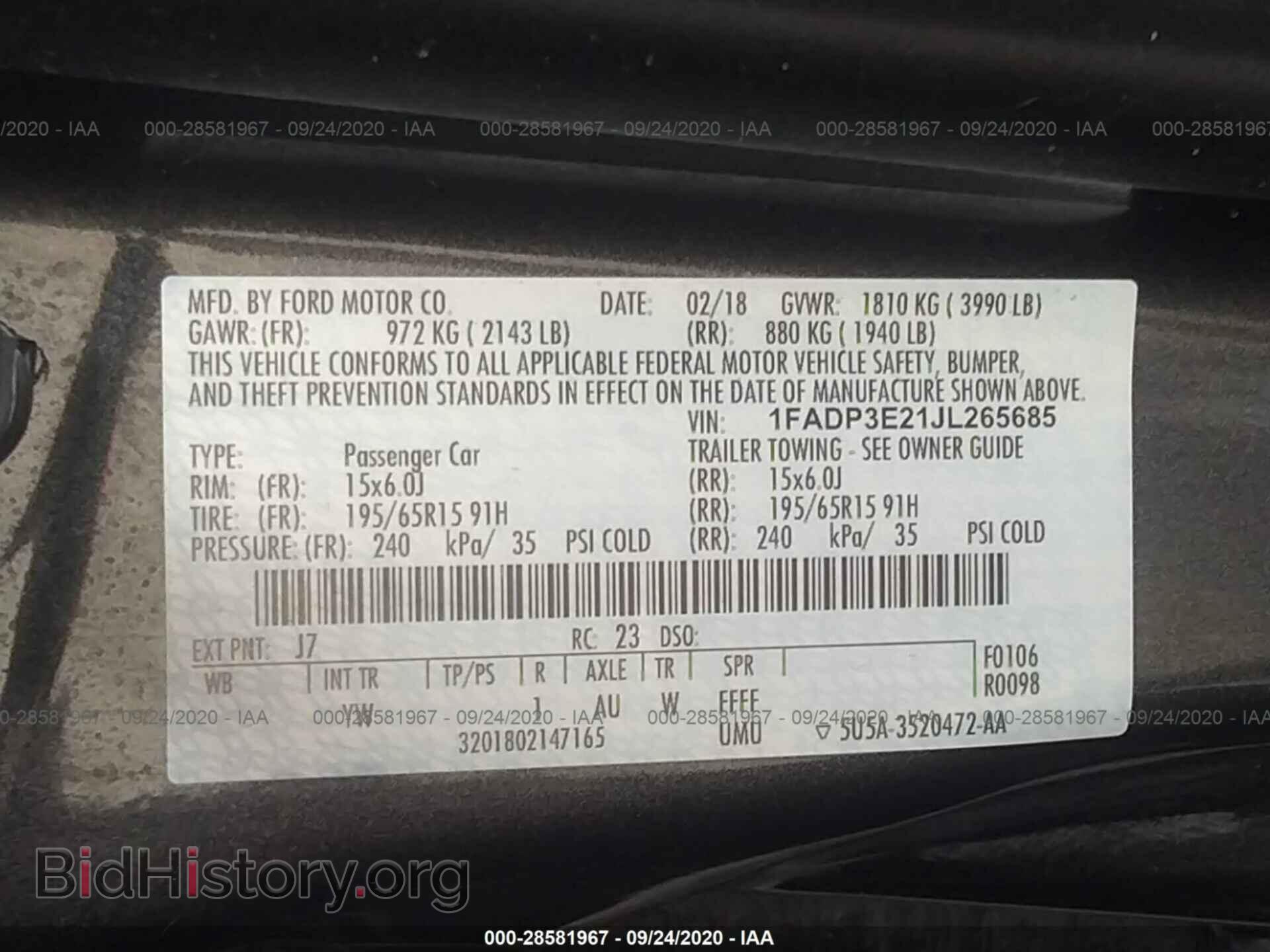 2018 FORD FOCUS - VIN: 1FADP3E21JL265685 - Фото 9