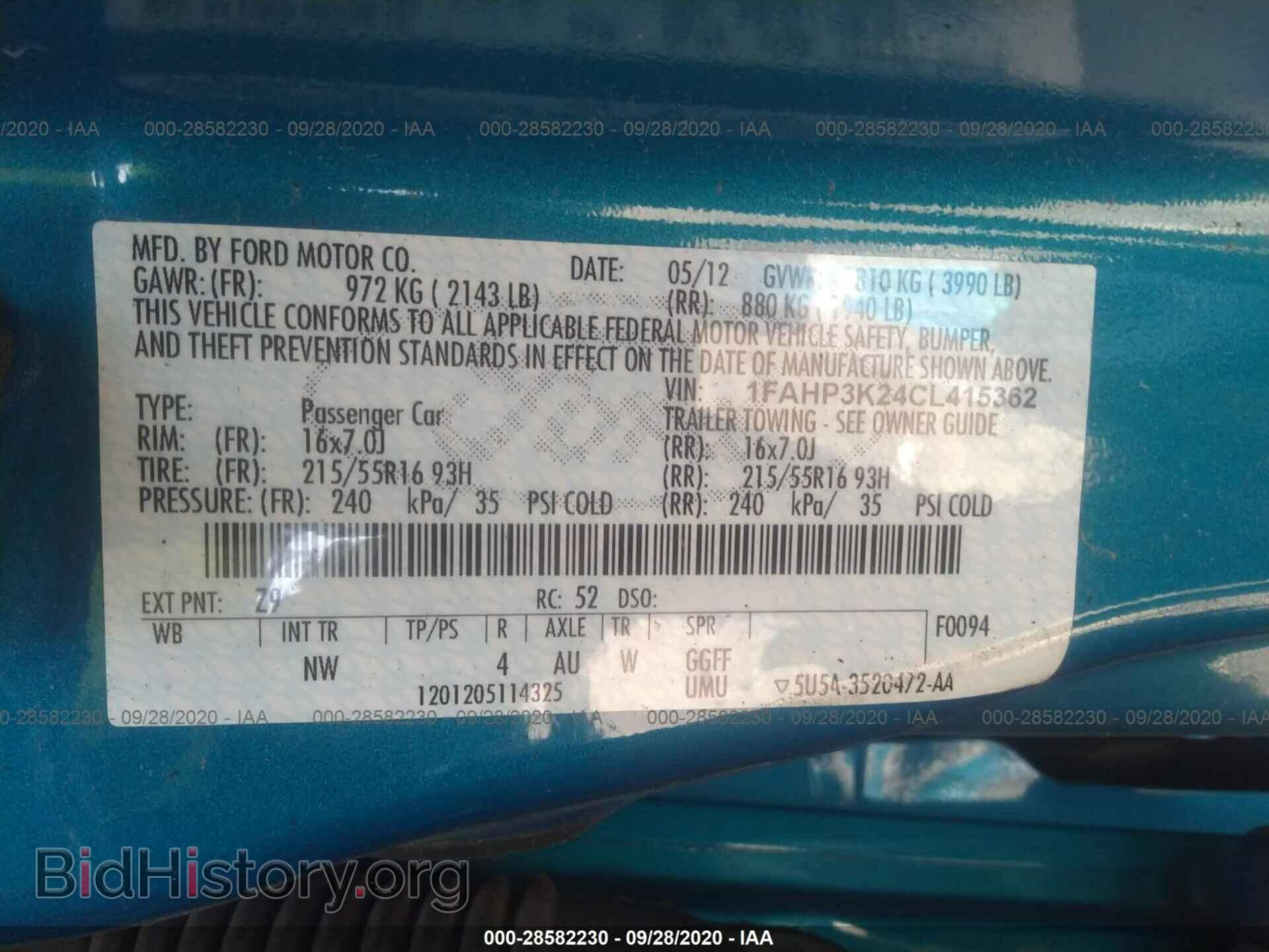 2012 FORD FOCUS - VIN: 1FAHP3K24CL415362 - Фото 9