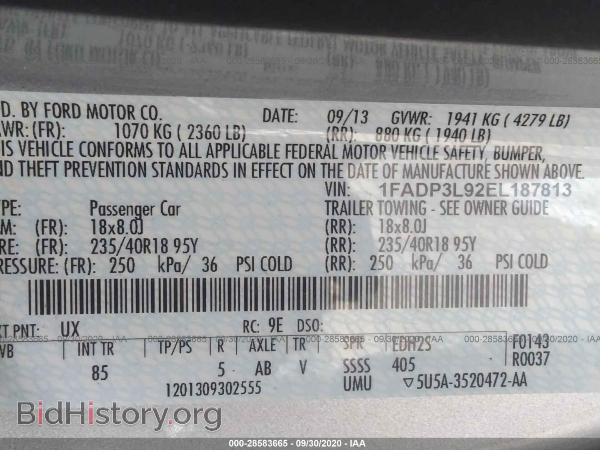 2014 FORD FOCUS - VIN: 1FADP3L92EL187813 - Фото 9