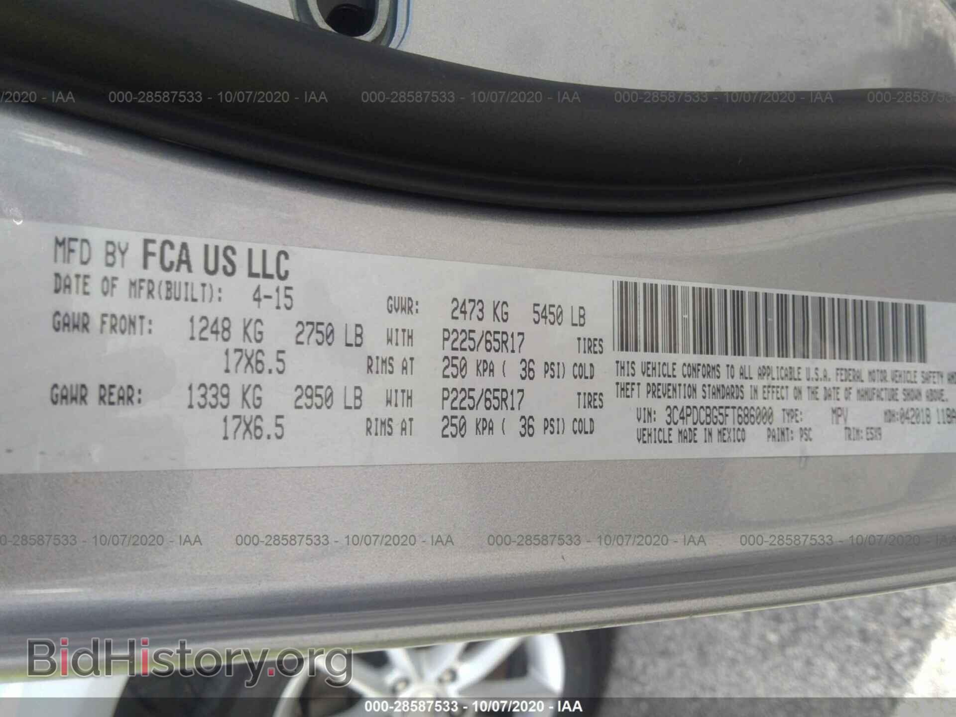 2015 DODGE JOURNEY - VIN: 3C4PDCBG5FT686000 - Фото 9