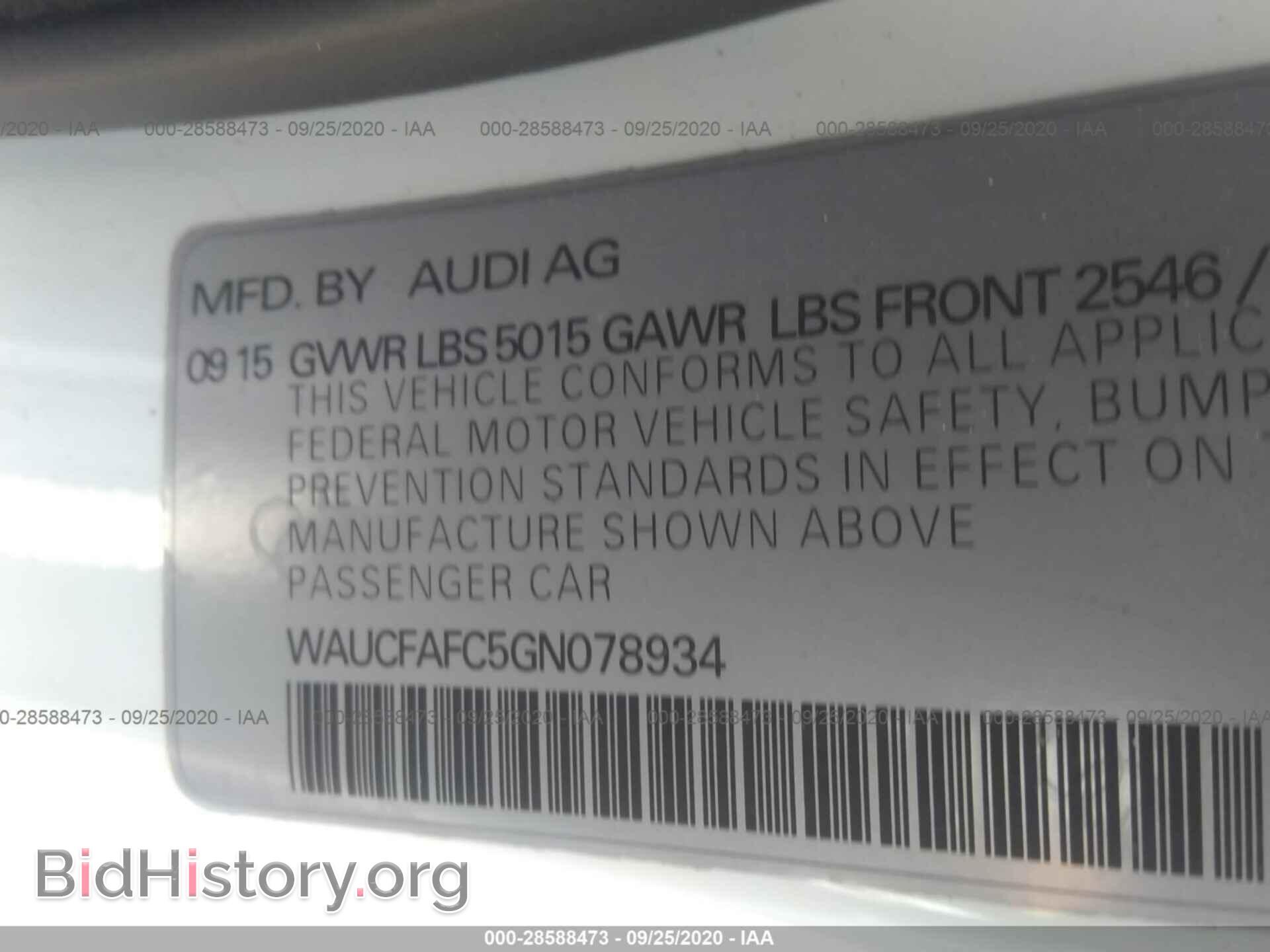 2016 AUDI A6 - VIN: WAUCFAFC5GN078934 - Photo 9