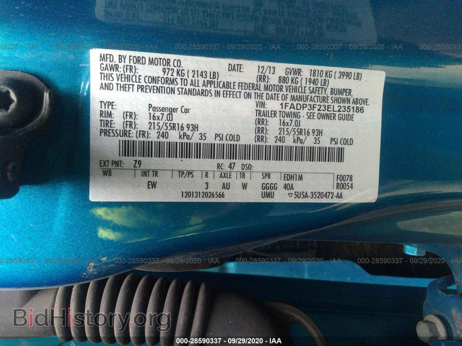 2014 FORD FOCUS - VIN: 1FADP3F23EL235186 - Фото 9