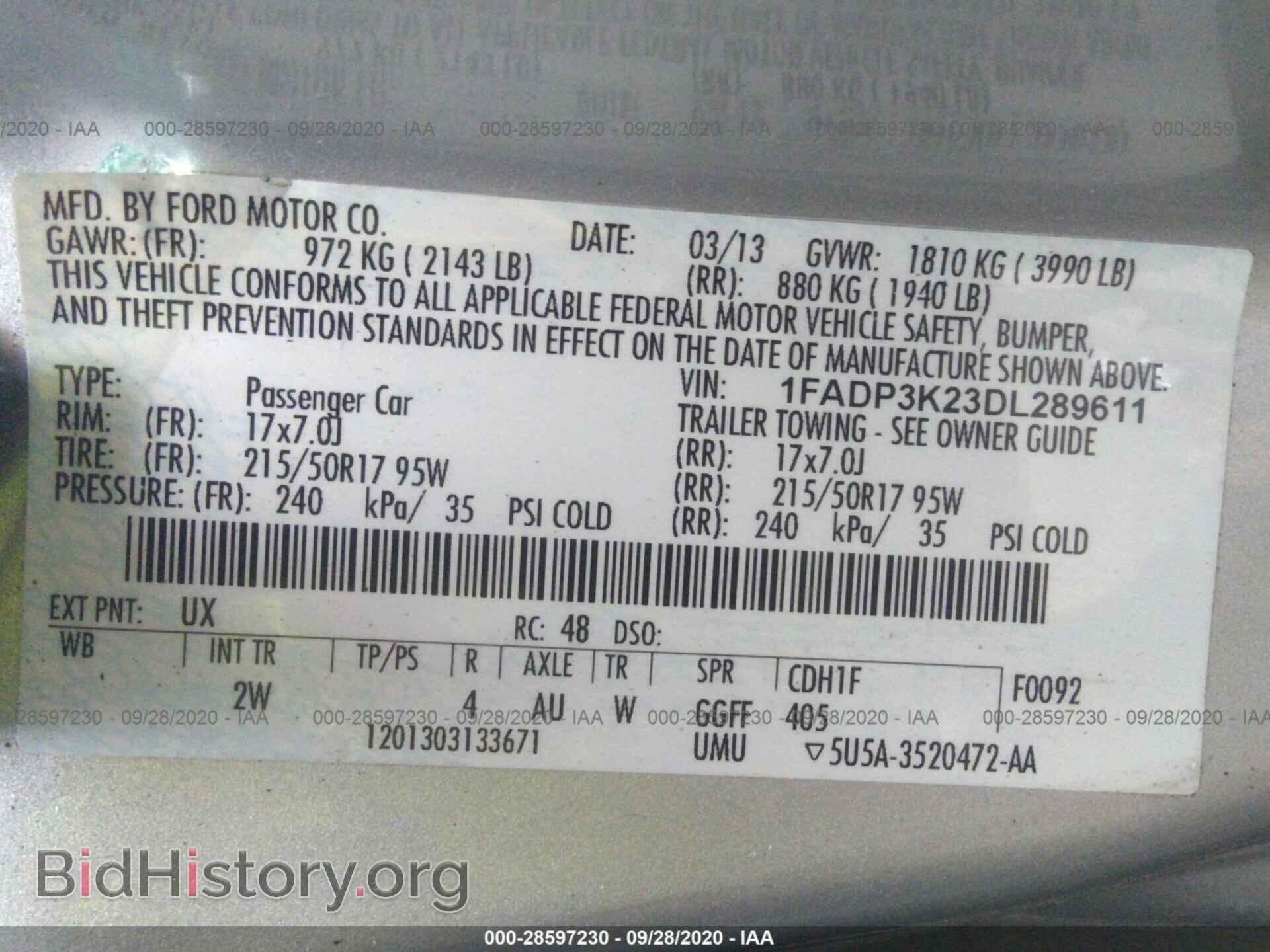 2013 FORD FOCUS - VIN: 1FADP3K23DL289611 - Фото 9