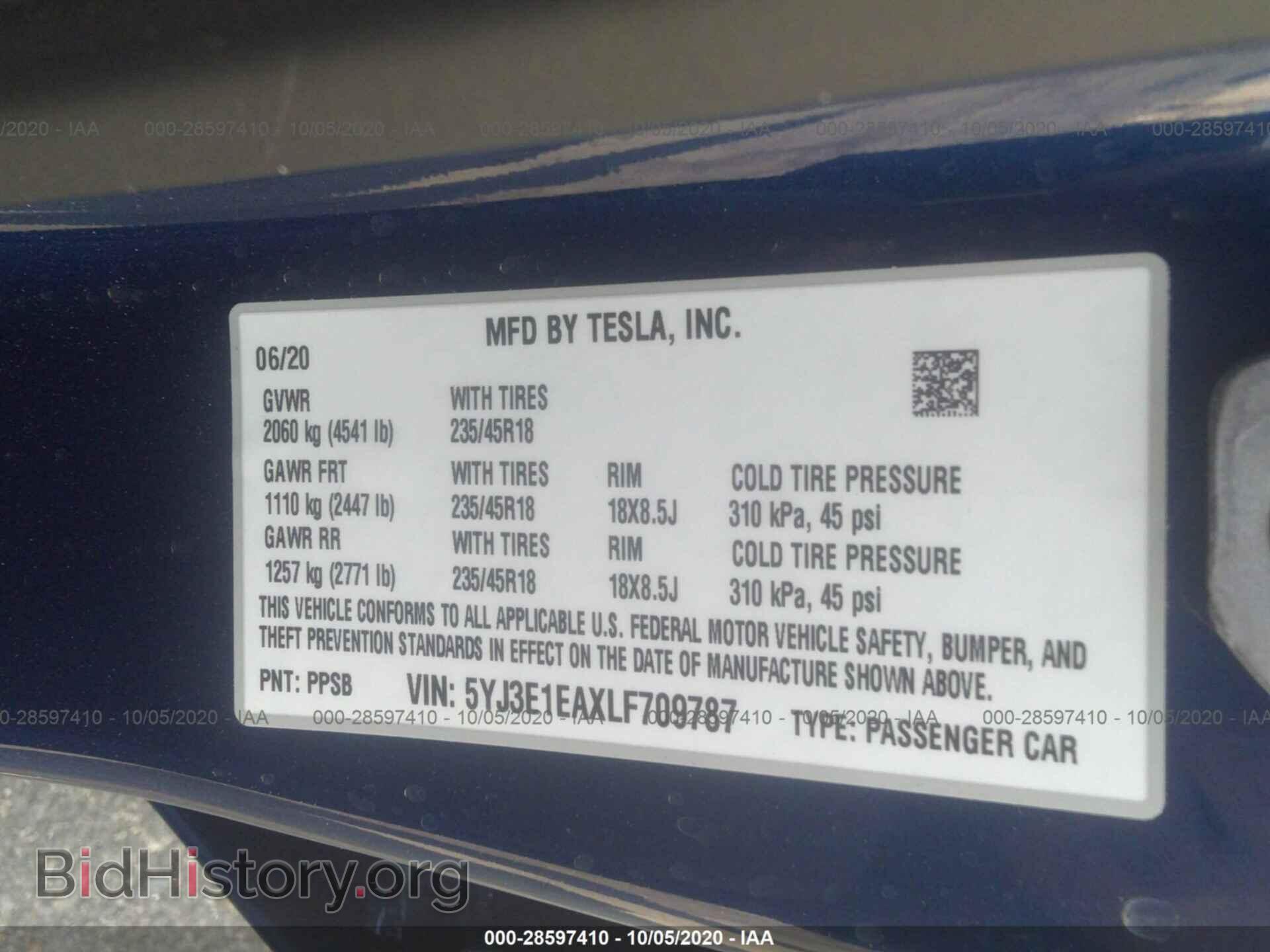 2020 TESLA MODEL 3 - VIN: 5YJ3E1EAXLF709787 - Photo 9