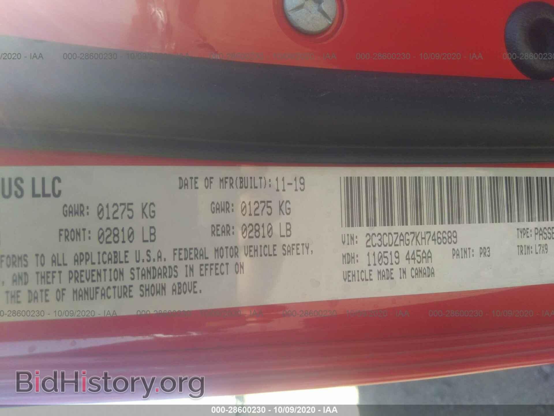 2019 DODGE CHALLENGER - VIN: 2C3CDZAG7KH746689 - Photo 9