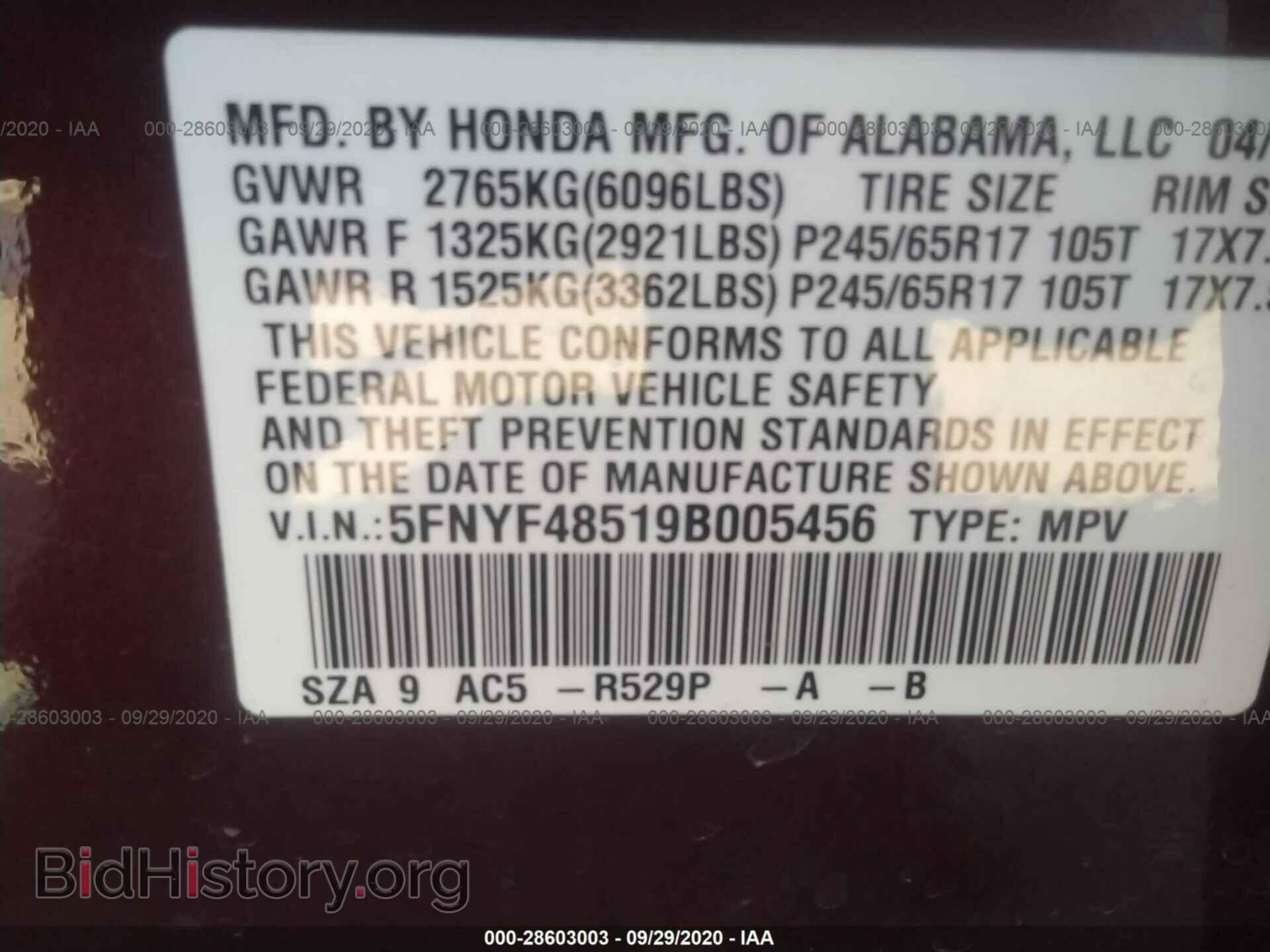 2009 HONDA PILOT - VIN: 5FNYF48519B005456 - Фото 9