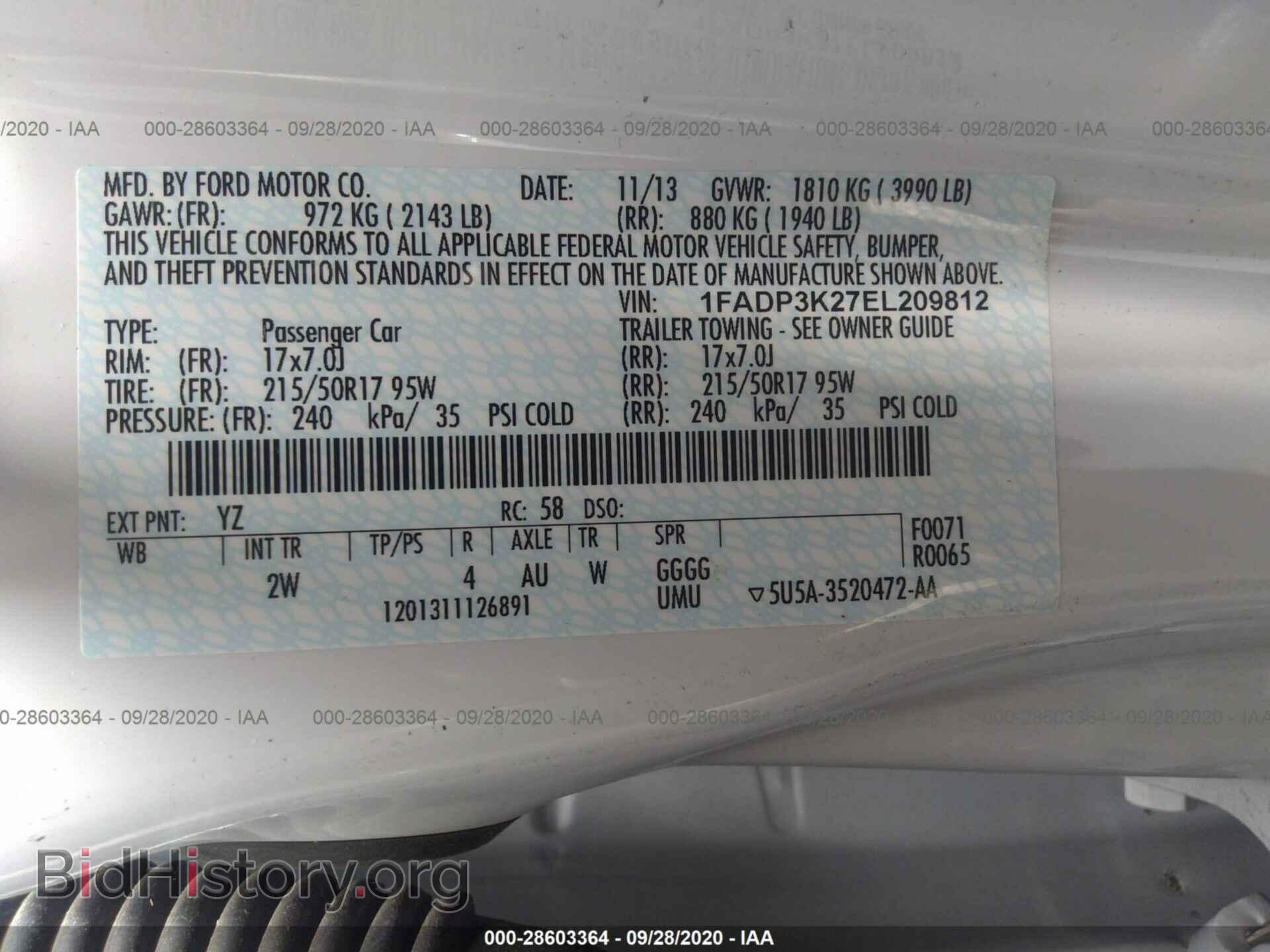 2014 FORD FOCUS - VIN: 1FADP3K27EL209812 - Фото 9