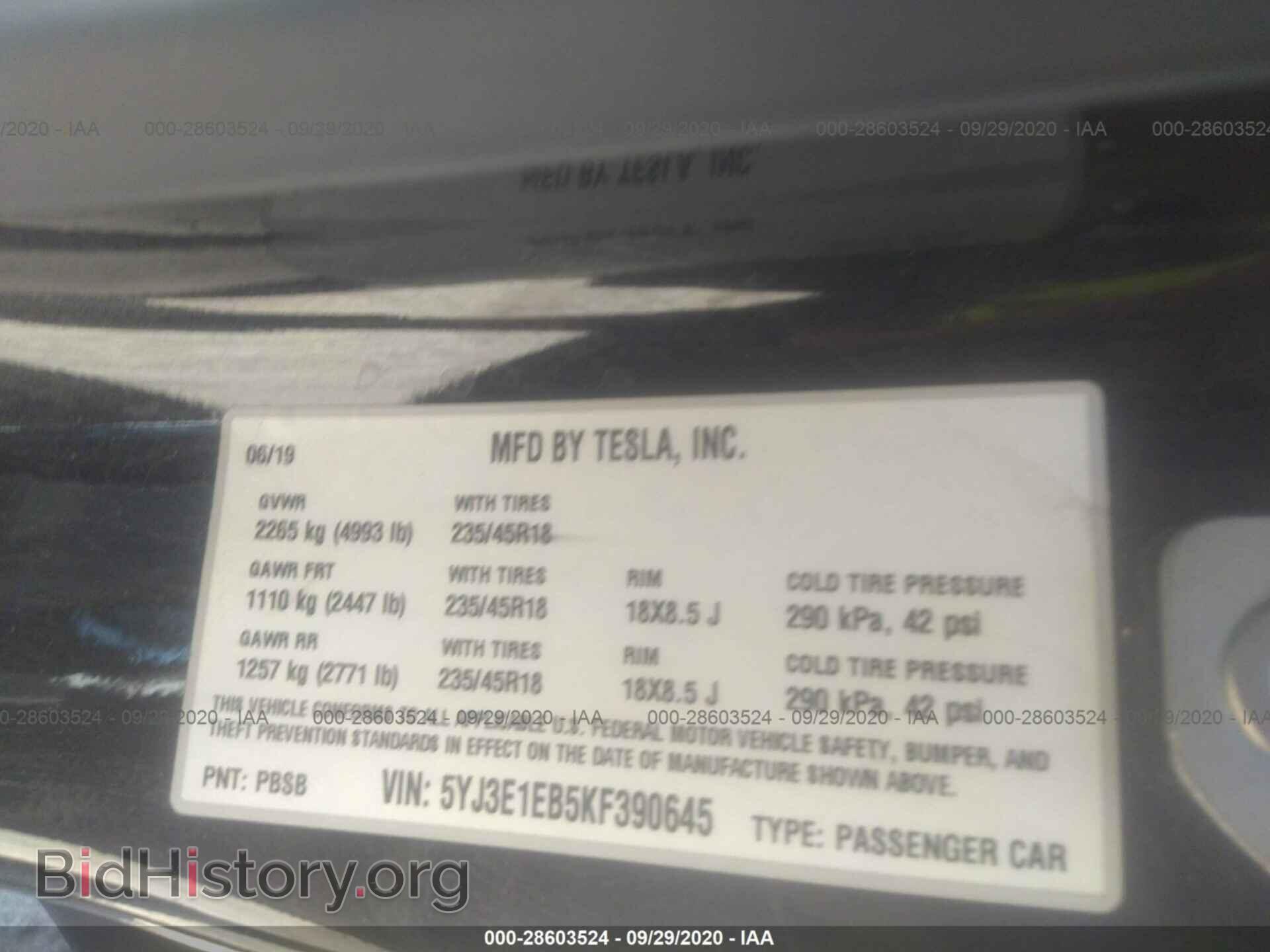 2019 TESLA MODEL 3 - VIN: 5YJ3E1EB5KF390645 - Photo 9