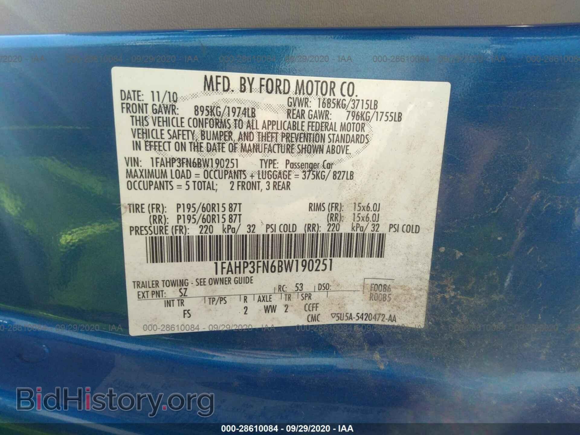 2011 FORD FOCUS - VIN: 1FAHP3FN6BW190251 - Фото 9