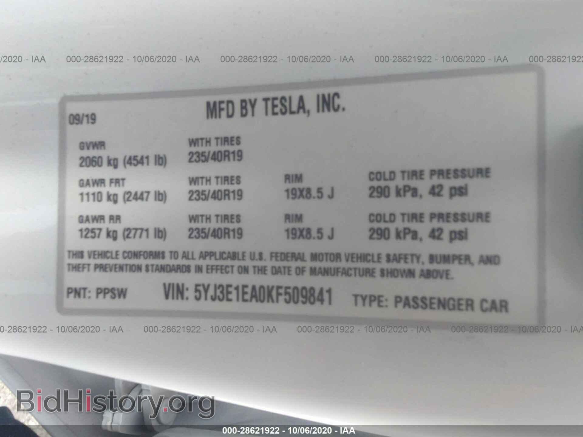 2019 TESLA MODEL 3 - VIN: 5YJ3E1EA0KF509841 - Photo 9