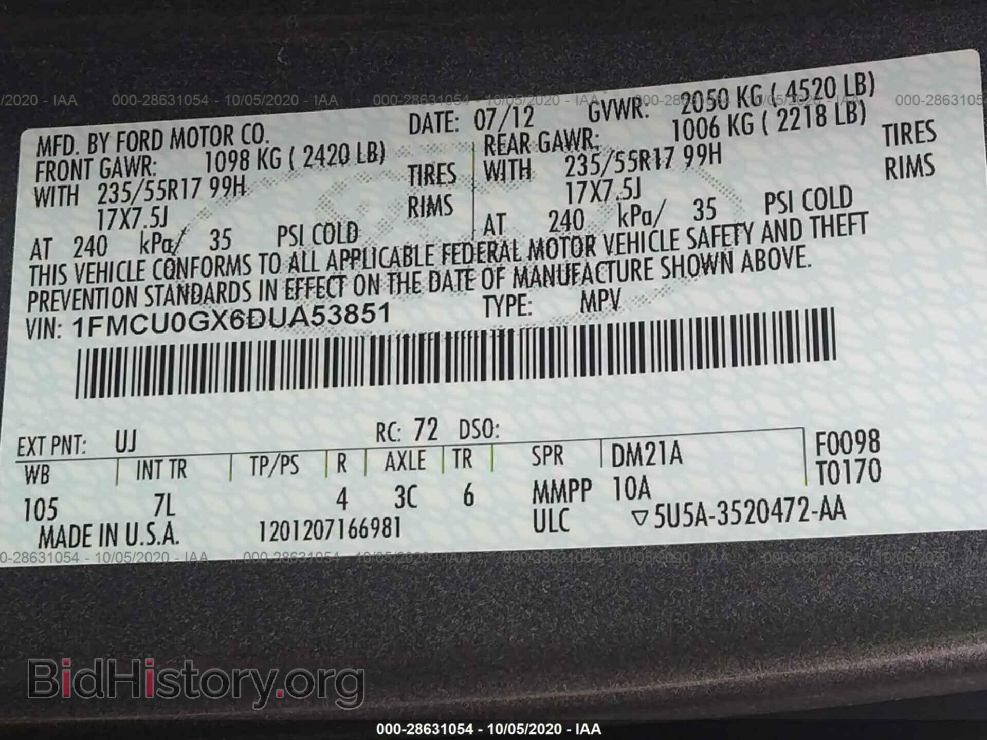 2013 FORD ESCAPE - VIN: 1FMCU0GX6DUA53851 - Photo 9