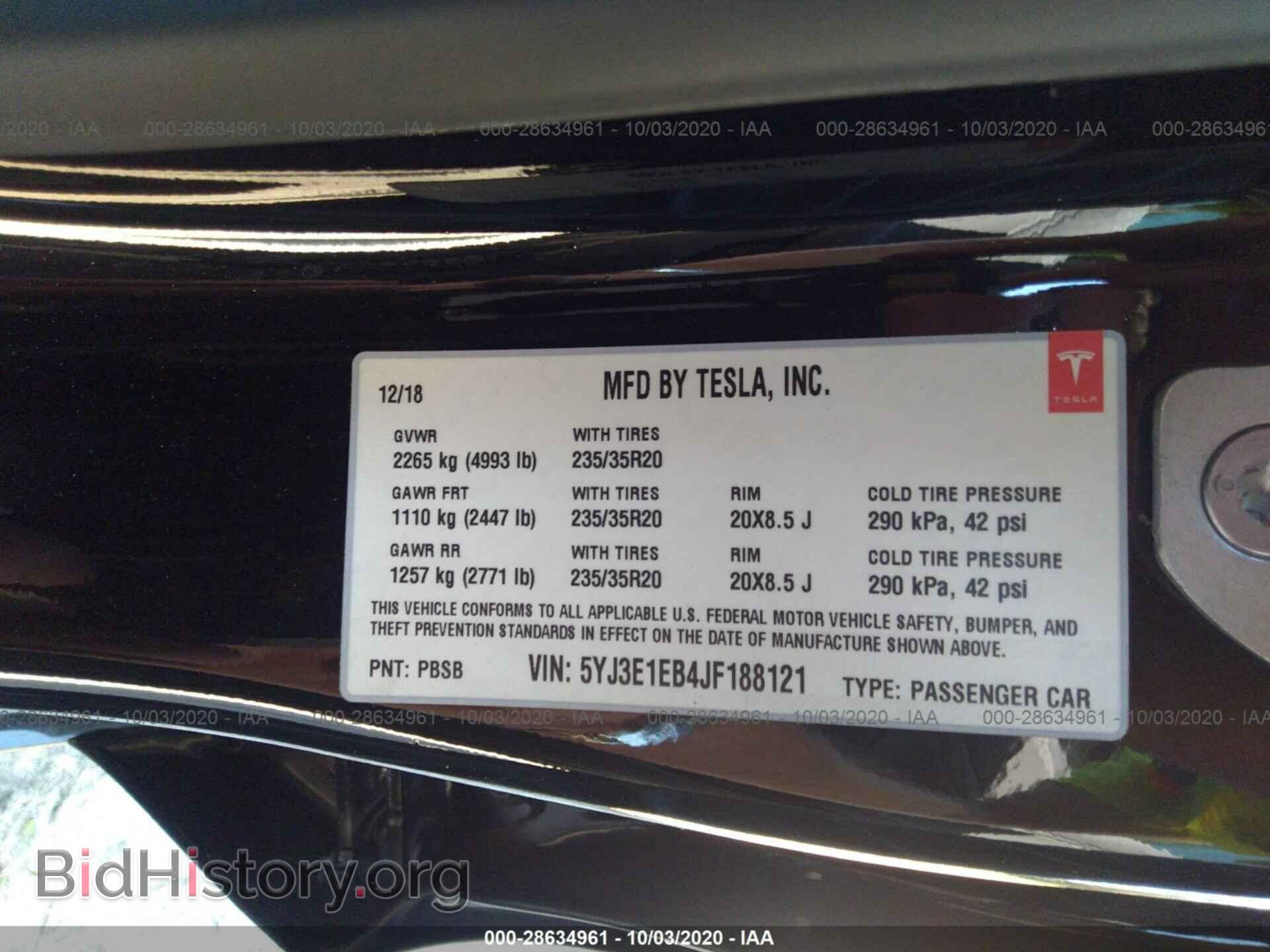2018 TESLA MODEL 3 - VIN: 5YJ3E1EB4JF188121 - Photo 9