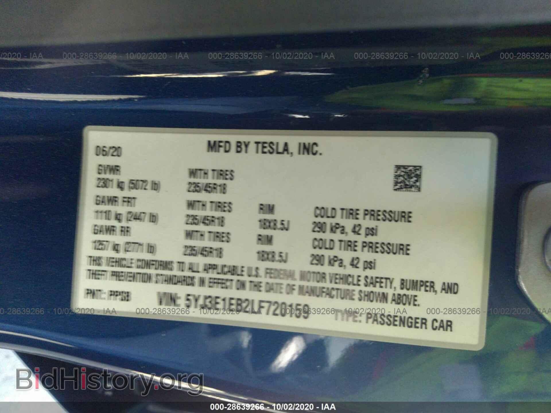 2020 TESLA MODEL 3 - VIN: 5YJ3E1EB2LF720159 - Photo 9
