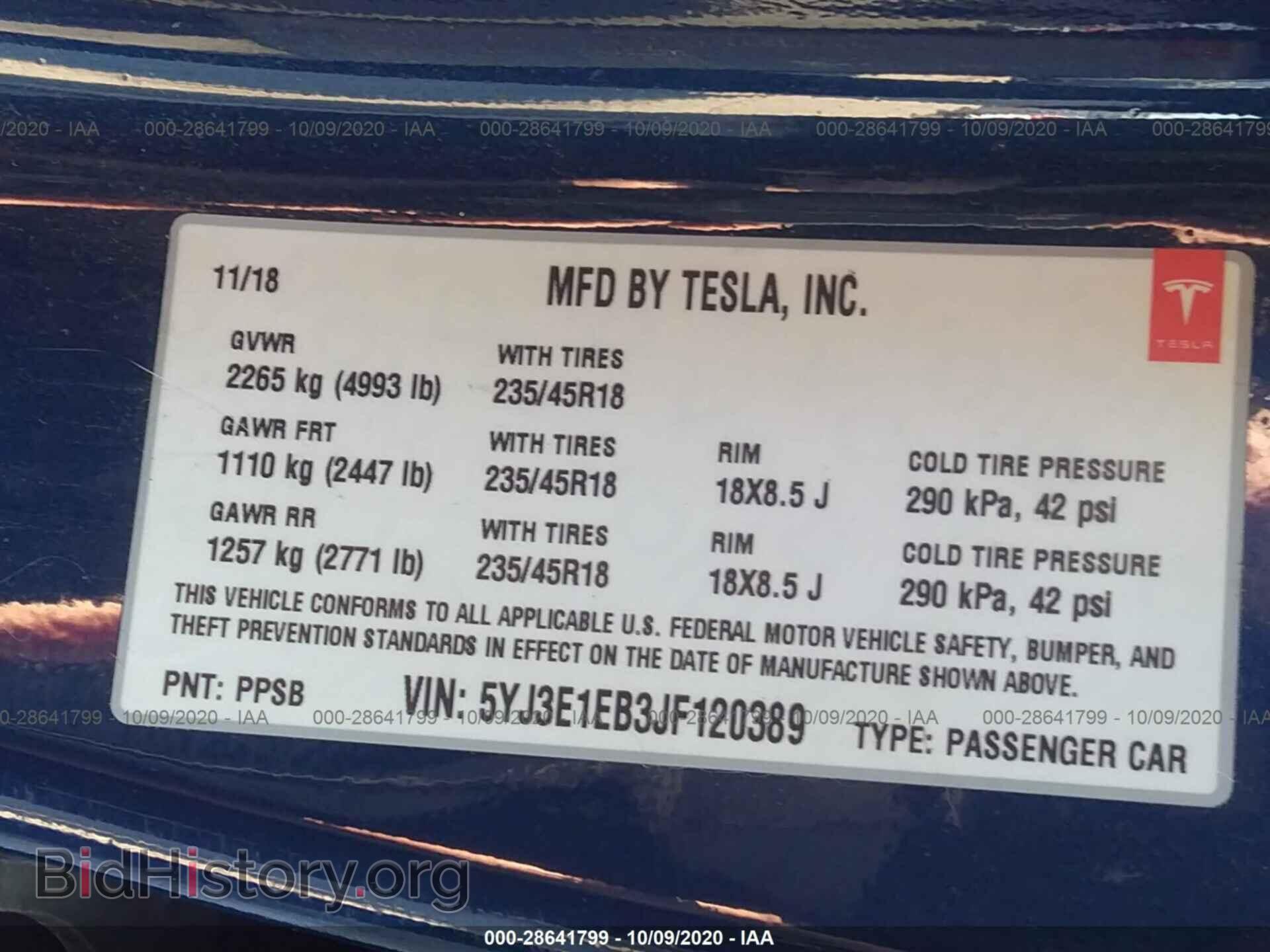 2018 TESLA MODEL 3 - VIN: 5YJ3E1EB3JF120389 - Photo 9