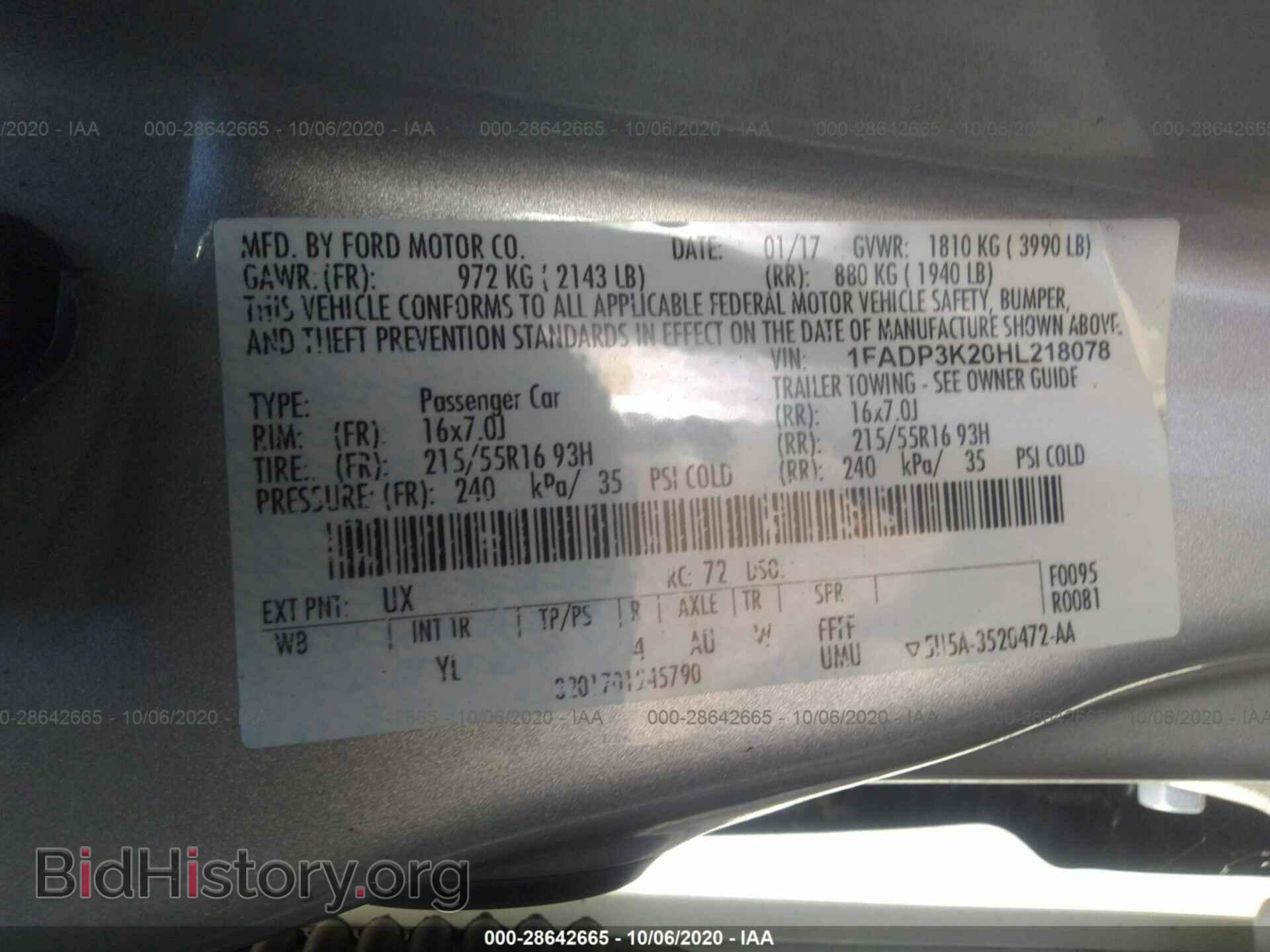 2017 FORD FOCUS - VIN: 1FADP3K20HL218078 - Фото 9