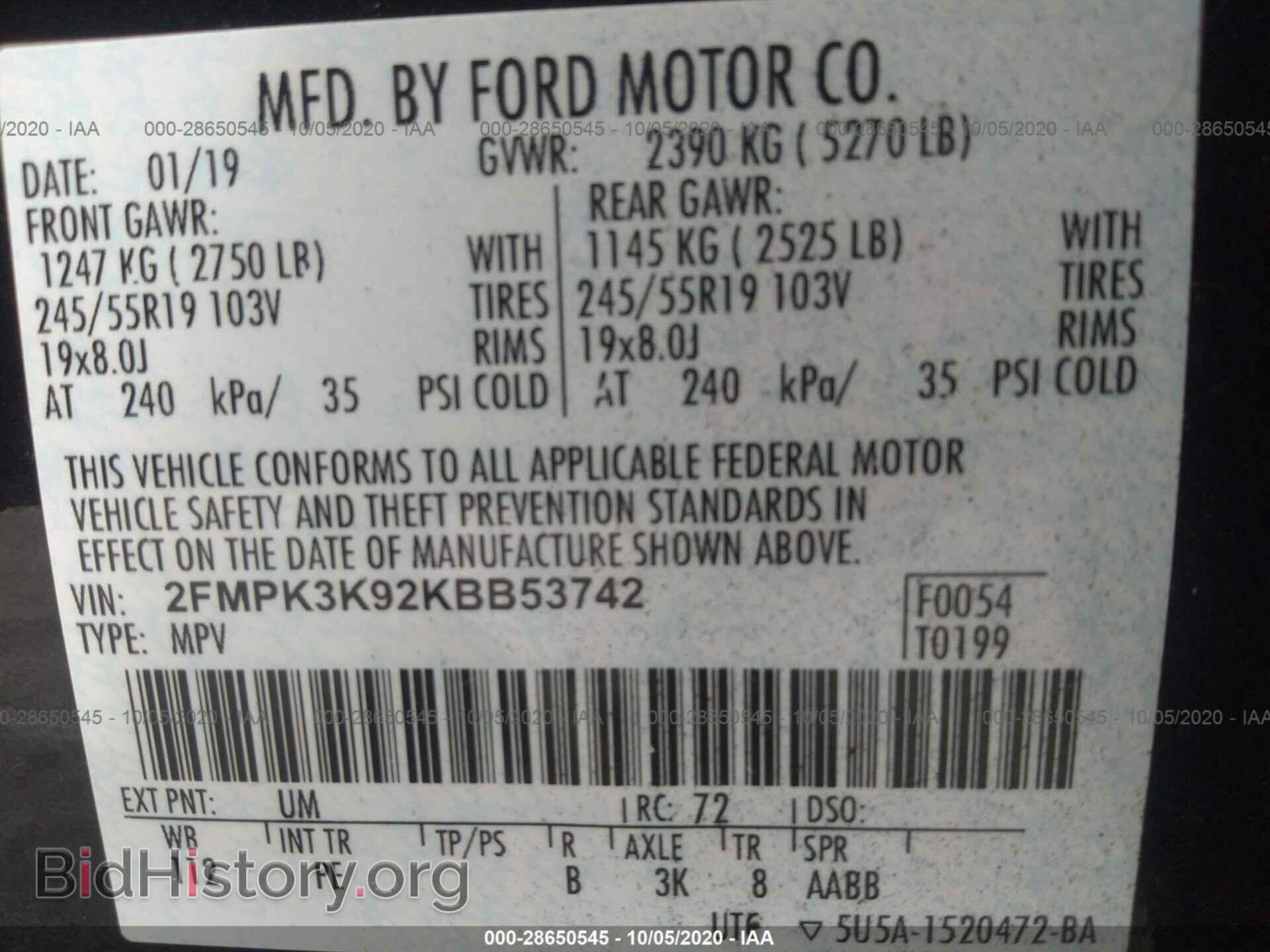 2019 FORD EDGE - VIN: 2FMPK3K92KBB53742 - Photo 9