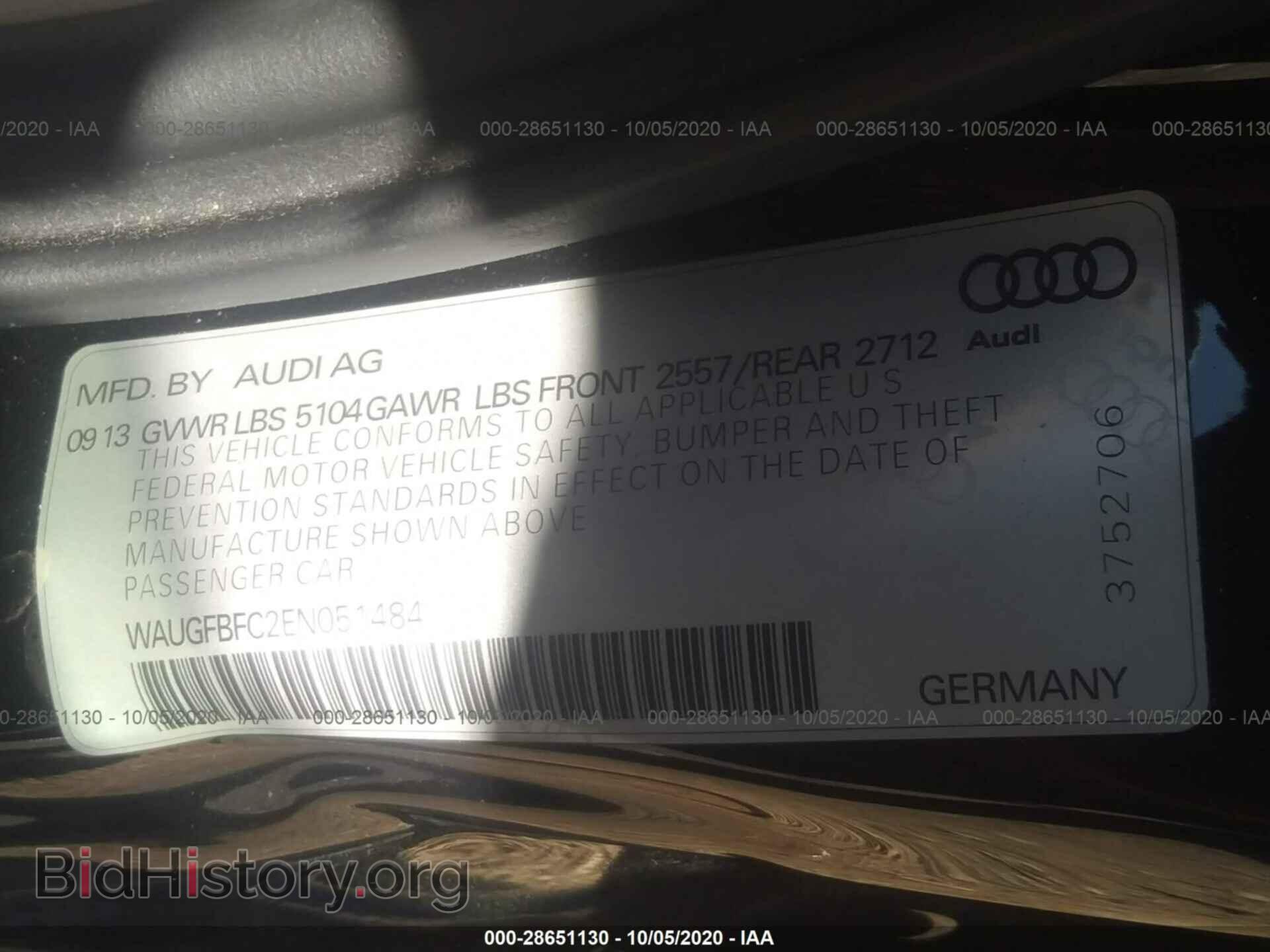 2014 AUDI A6 - VIN: WAUGFBFC2EN051484 - Фото 9