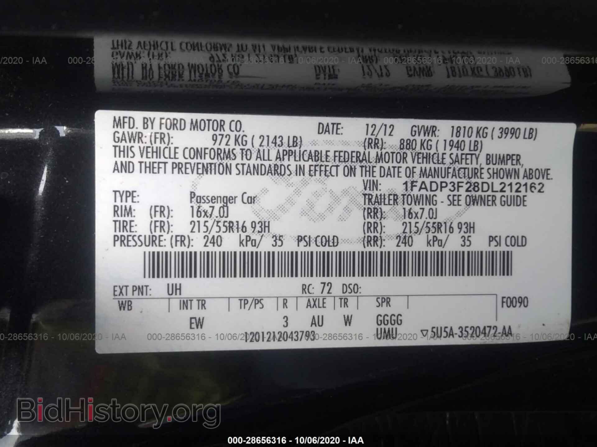 2013 FORD FOCUS - VIN: 1FADP3F28DL212162 - Фото 9